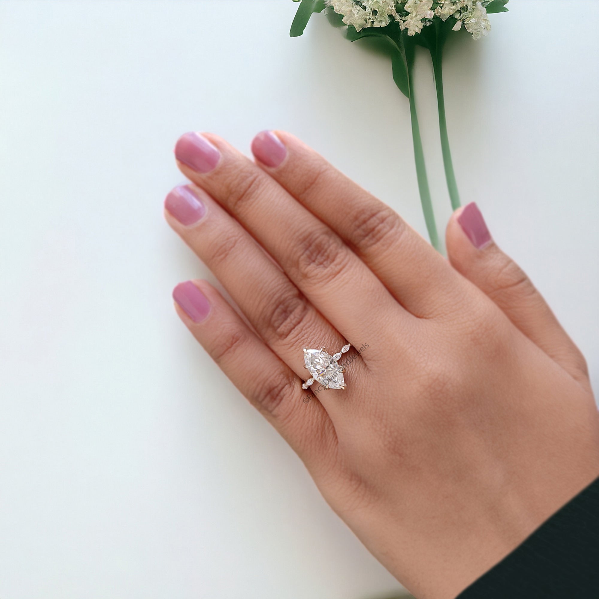 2.15 Ct Marquise Shape Colorless Engagement Ring Hidden Halo Promise Ring Wedding Ring Anniversary Ring 14K Solid Yellow Gold Ring FD314