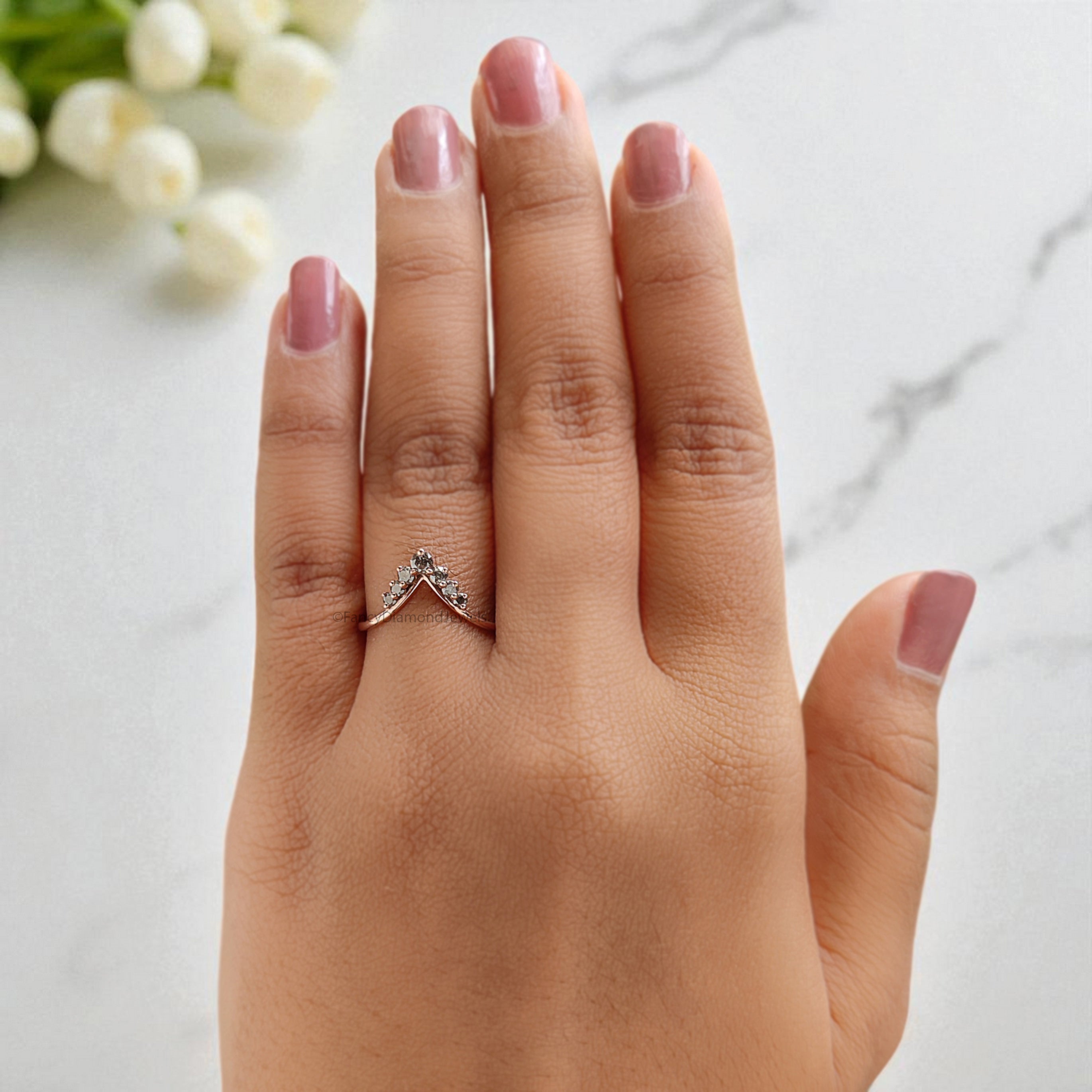0.21 CT Salt And Pepper Diamond Wedding Band Silver/10K/14K/18K Gold Band Half Eternity Minimalist stacking dainty matching Ring KD837