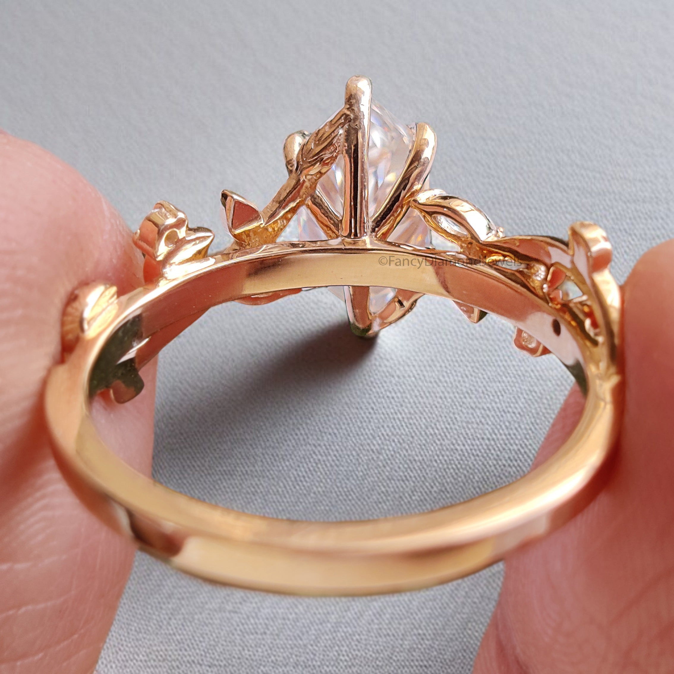Dutch Marquise Shape Lab Grown Diamond Ring Leaves and Petal Design Ring Handcrafted Wedding Ring Anniversary Ring Gift For Gift FD459
