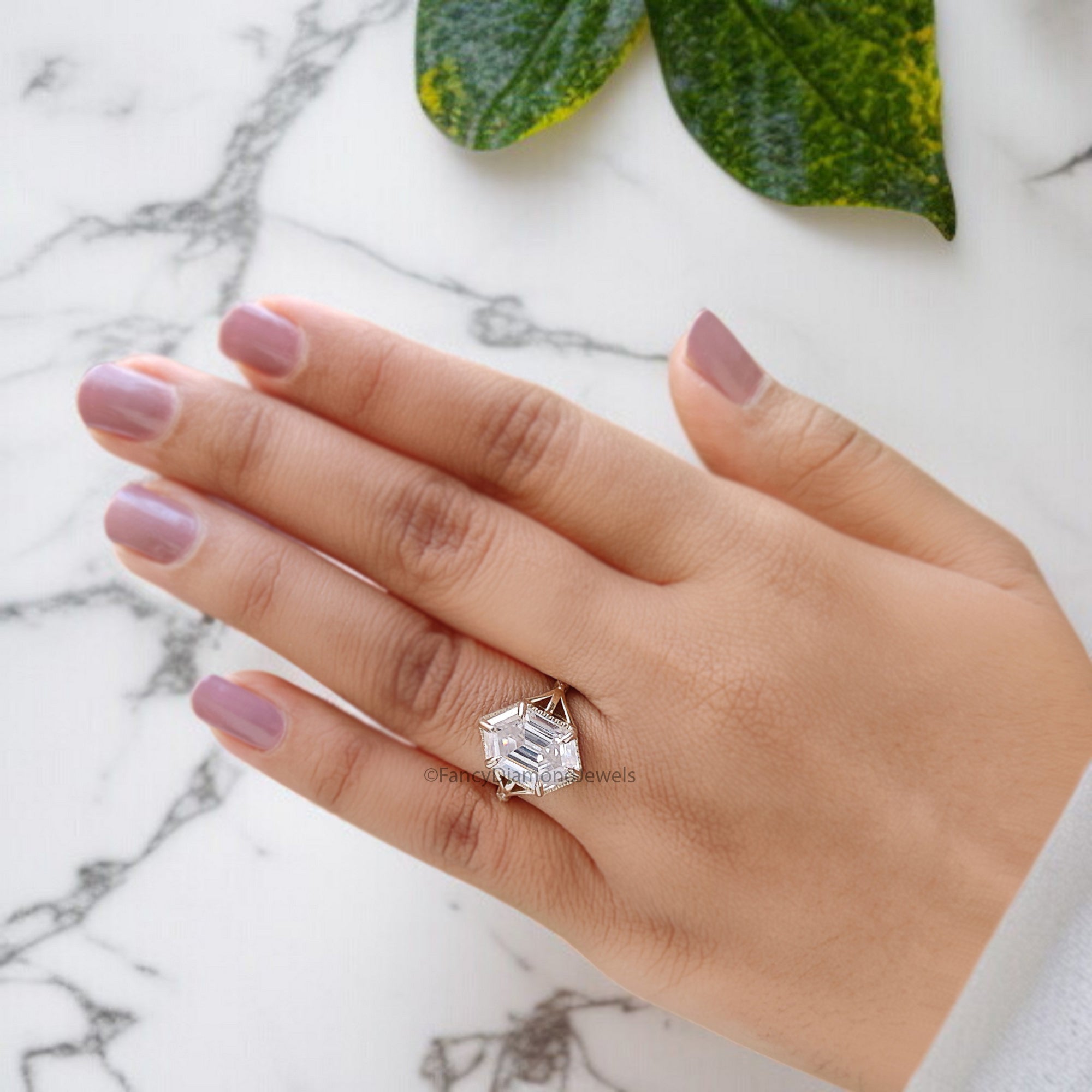 4.45 CT Hexagon Cut Moissanite Engagement Ring Yellow Gold Ring Moissanite Wedding Ring Bridal Promise Ring For Women Gift For Her FD333