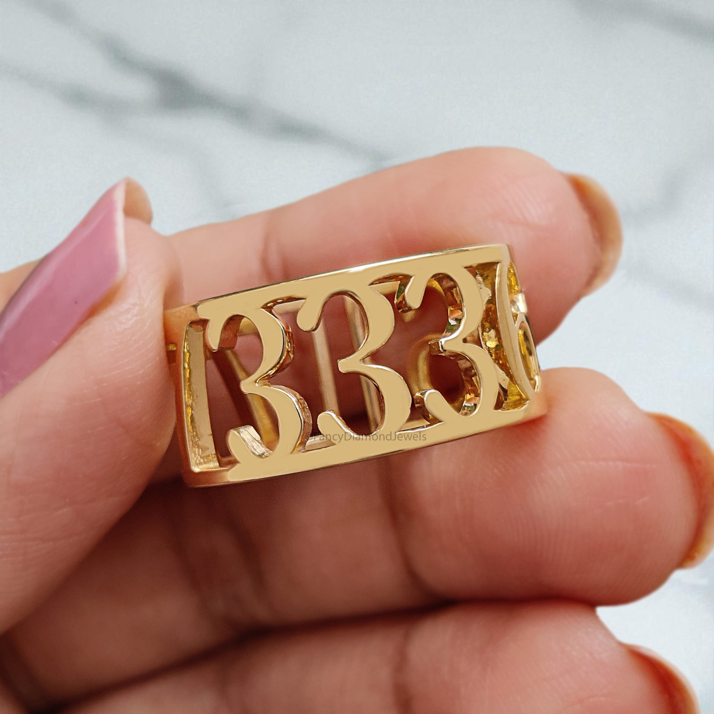 Anniversary Date Ring 333 777 666 Gold Ring Lucky Number Jewelry Ring Birthday Gift for Her Signet Number Ring Personalized Ring FD412
