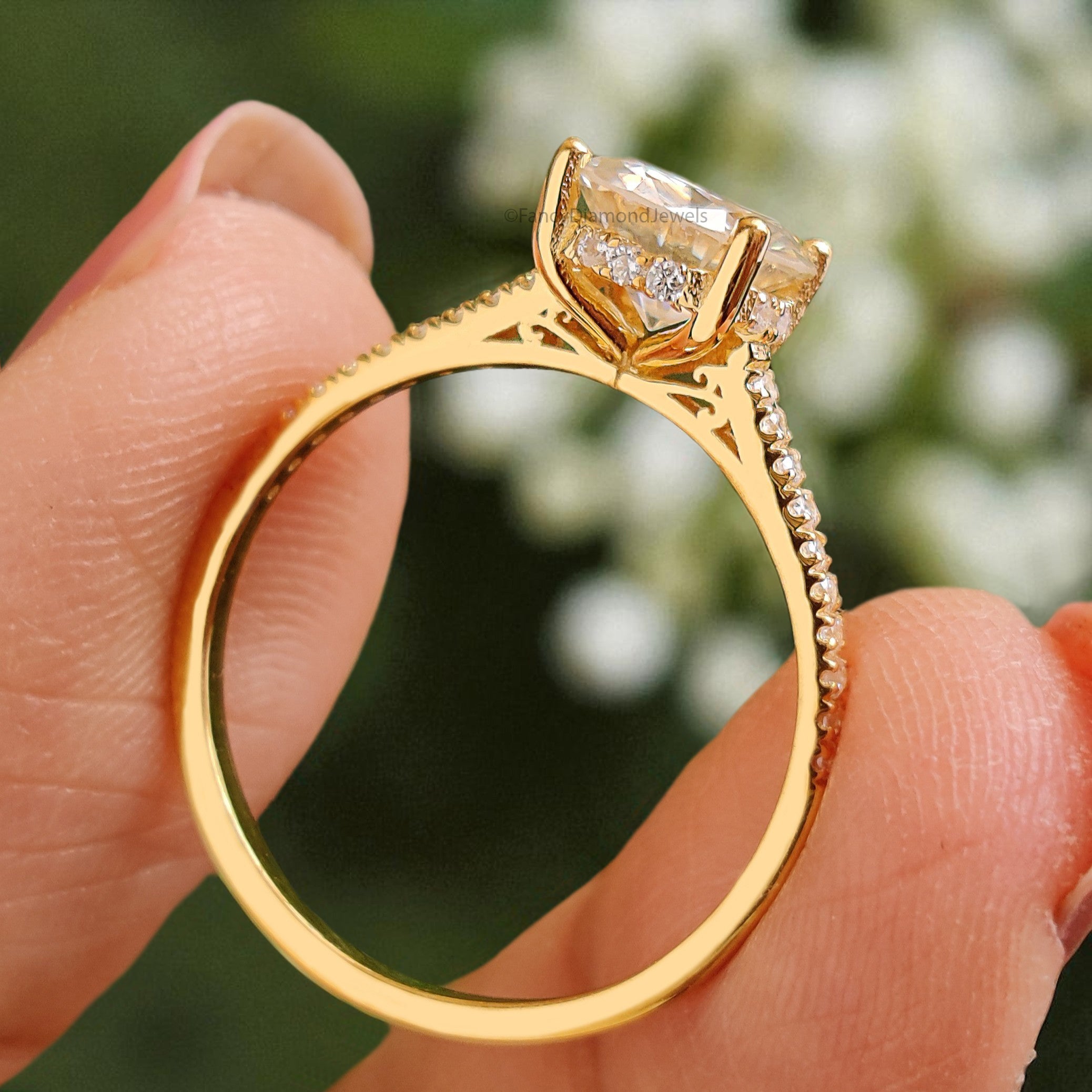 Vintage Hidden Halo Moissanite Ladies Ring Anniversary Gift 1 CT Round 7 mm Moissanite Wedding Ring Moissanite Diamond Engagement Ring FD117