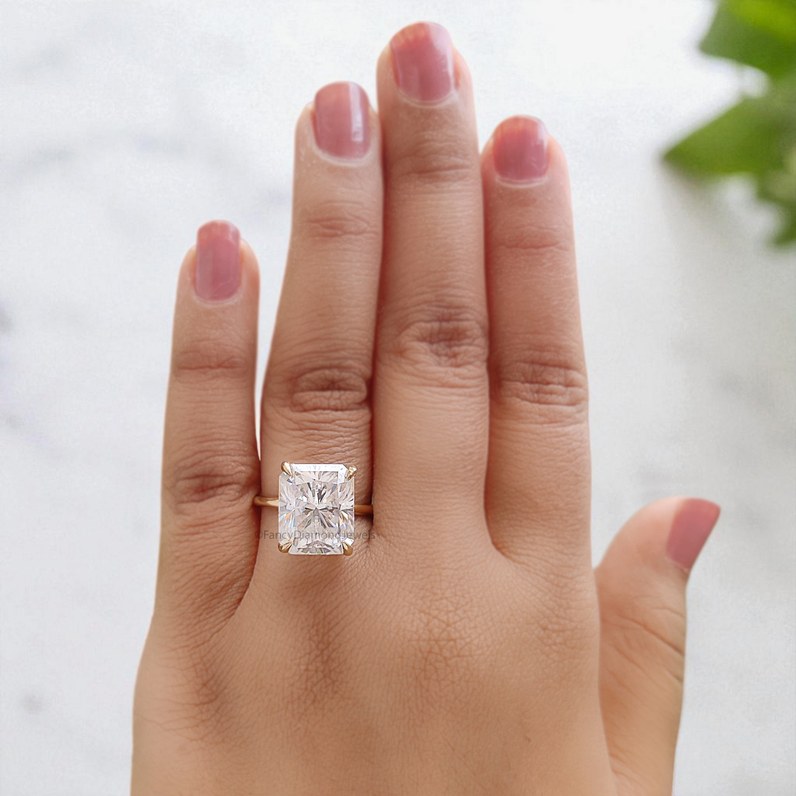 6.85 CT Radiant Cut Colorless Moissanite Ring Engagement Ring Prong Set Moissanite Ring Anniversary Ring For Women Yellow Gold Ring FD398