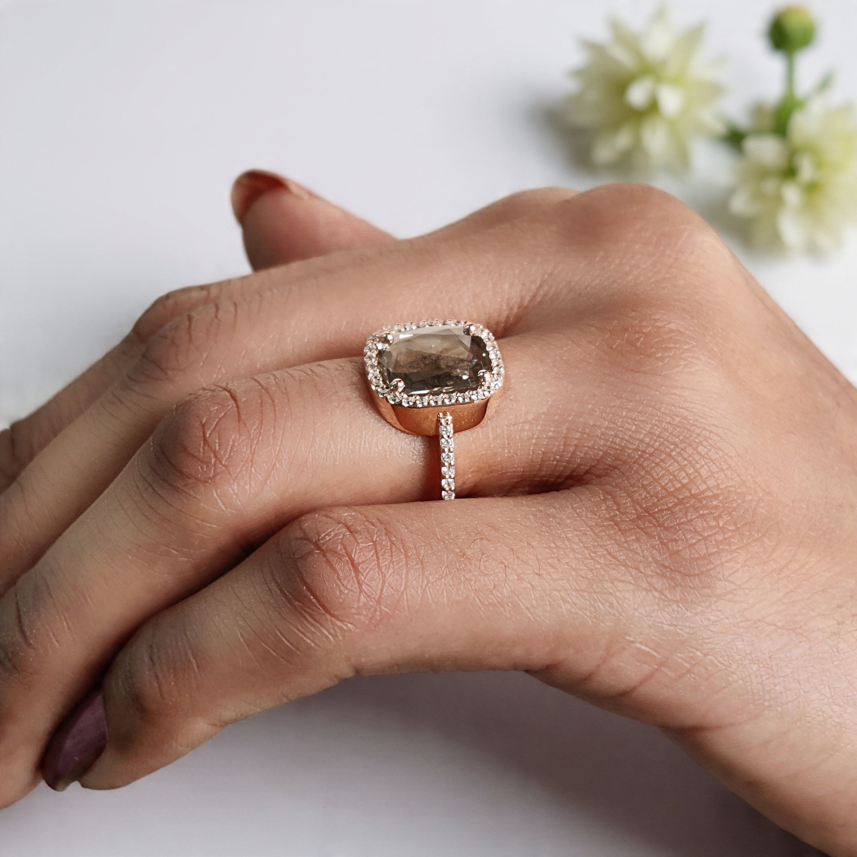 1.95 CT Cushion Lab Grown Diamond Ring Cushion CVD Fancy Black Grey Salt And Pepper Diamond Ring Engagement Ring Bridal Wedding Ring KDL3523