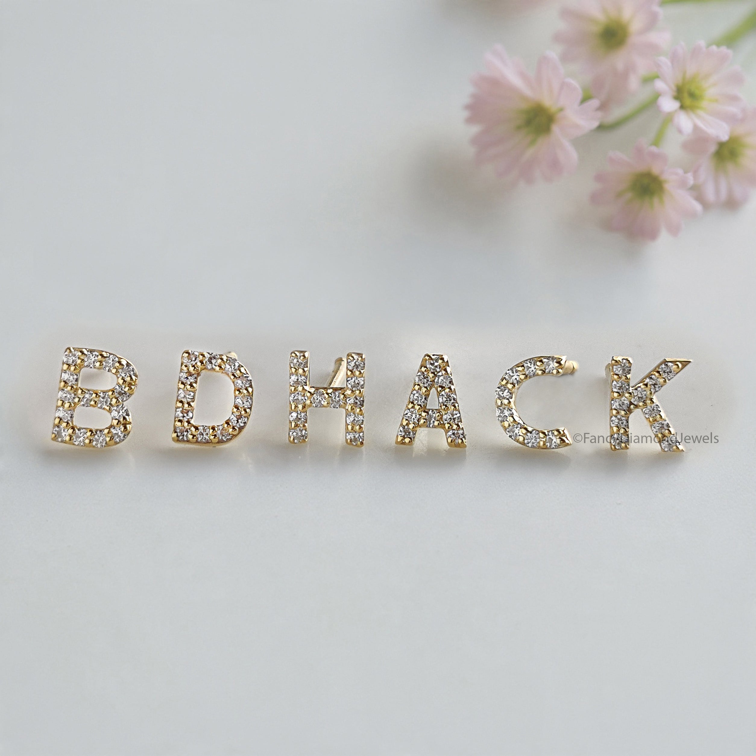 Single Round Diamond Initial Stud Earring Round Brilliant Cut White Diamond Earring Prong Earring Engagement Earring Gift For Her FD515