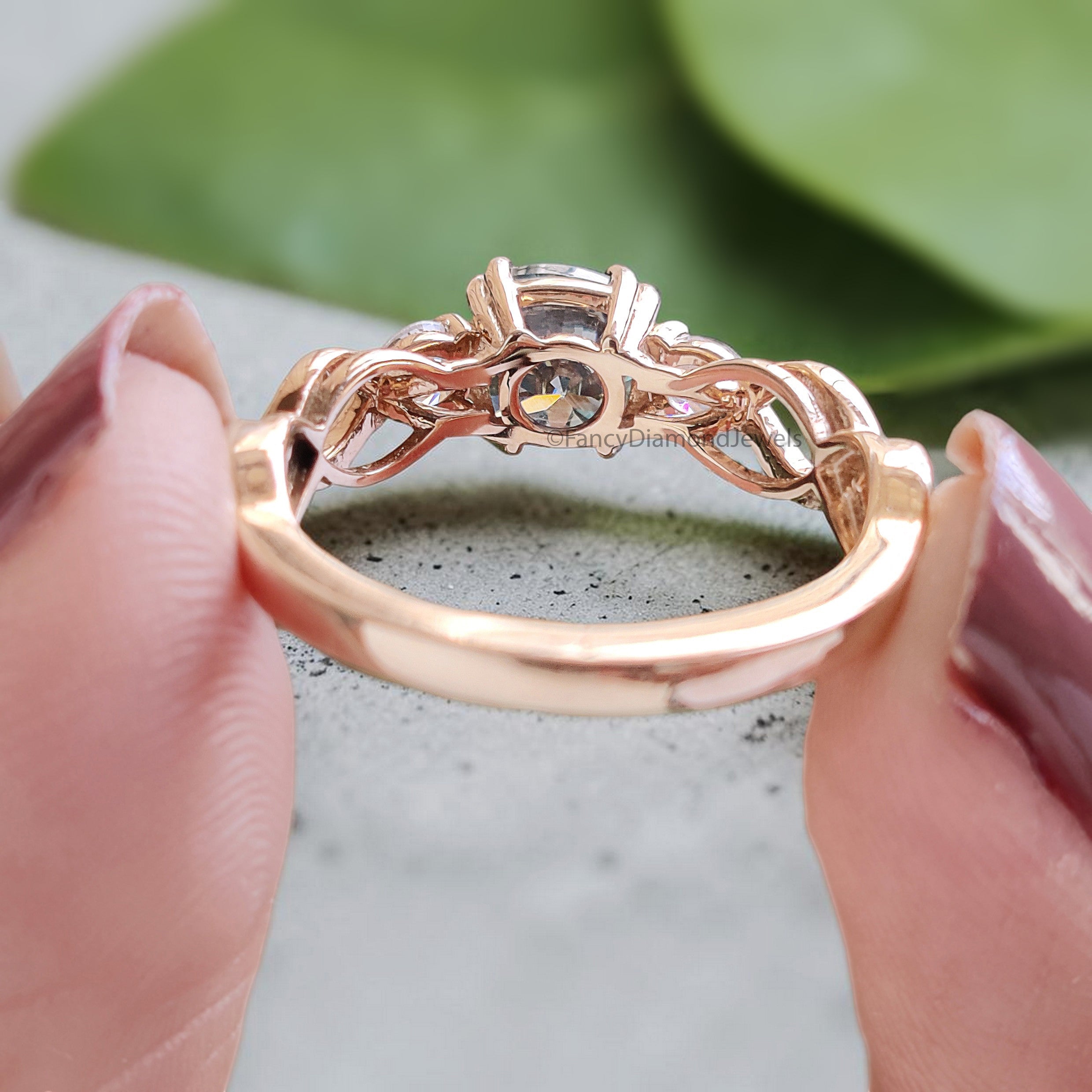 Cushion Cut Green Moissanite Engagement Ring 14K Solid Gold Ring Double Prong Set Ring Cushion Moissanite Wedding Ring Gift For Her FD467