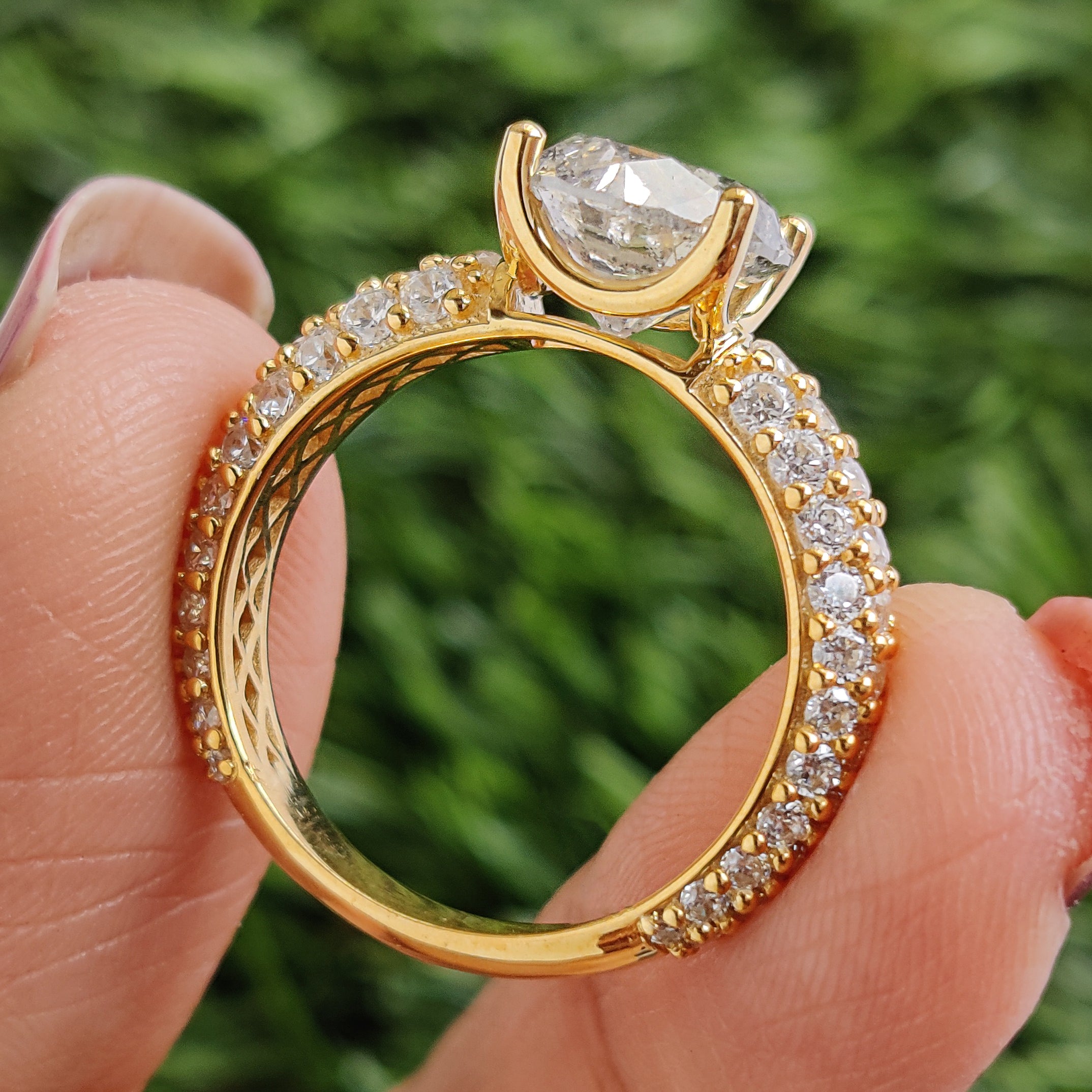 Round Cut Salt And Pepper Diamond Ring 2.35 CT 8.25 MM Round Shape Diamond Wedding Ring Pave Set Ring Engagement Ring Gift For Her KDL3324