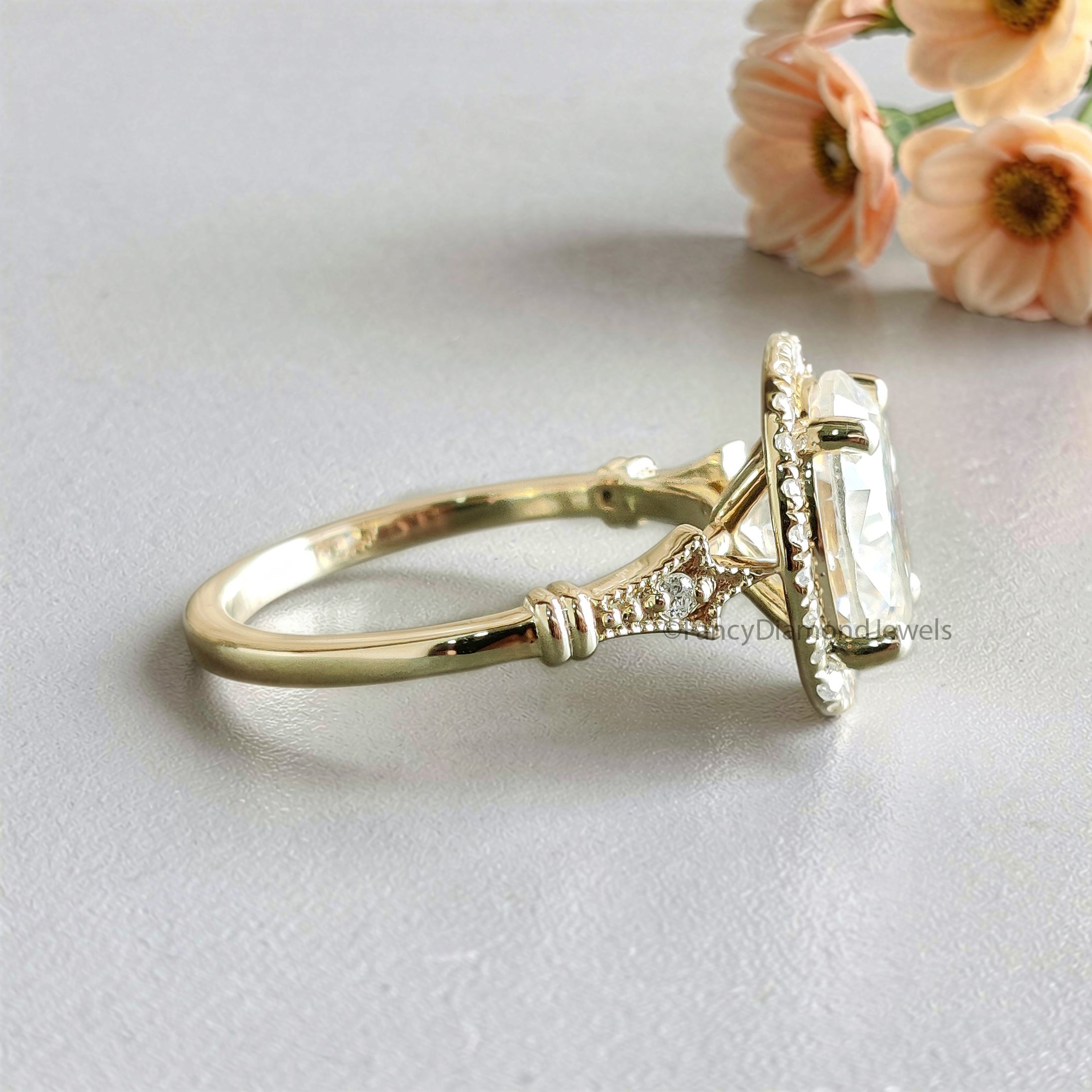2.40 CT Oval Cut Lab Grown Diamond Engagement Ring Oval With Halo Setting Ring Colorless Oval Wedding Ring Gift for Her Promise Ring FD466