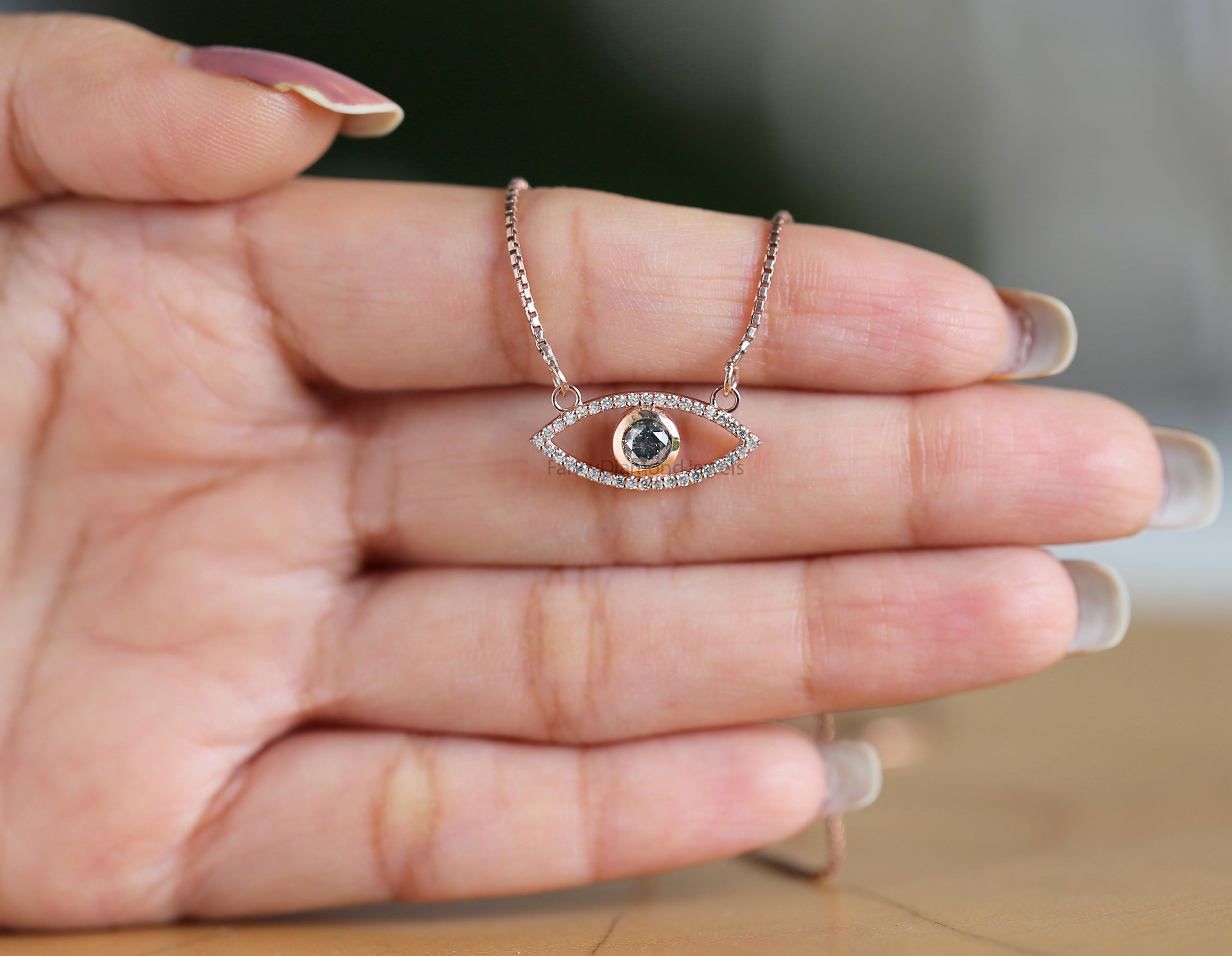 Round Brilliant Cut Blue Color Diamond Pendant, Unique Diamond Pendant, Round Brilliant Cut Diamond Pendant, Round Diamond Pendant, KDN9853