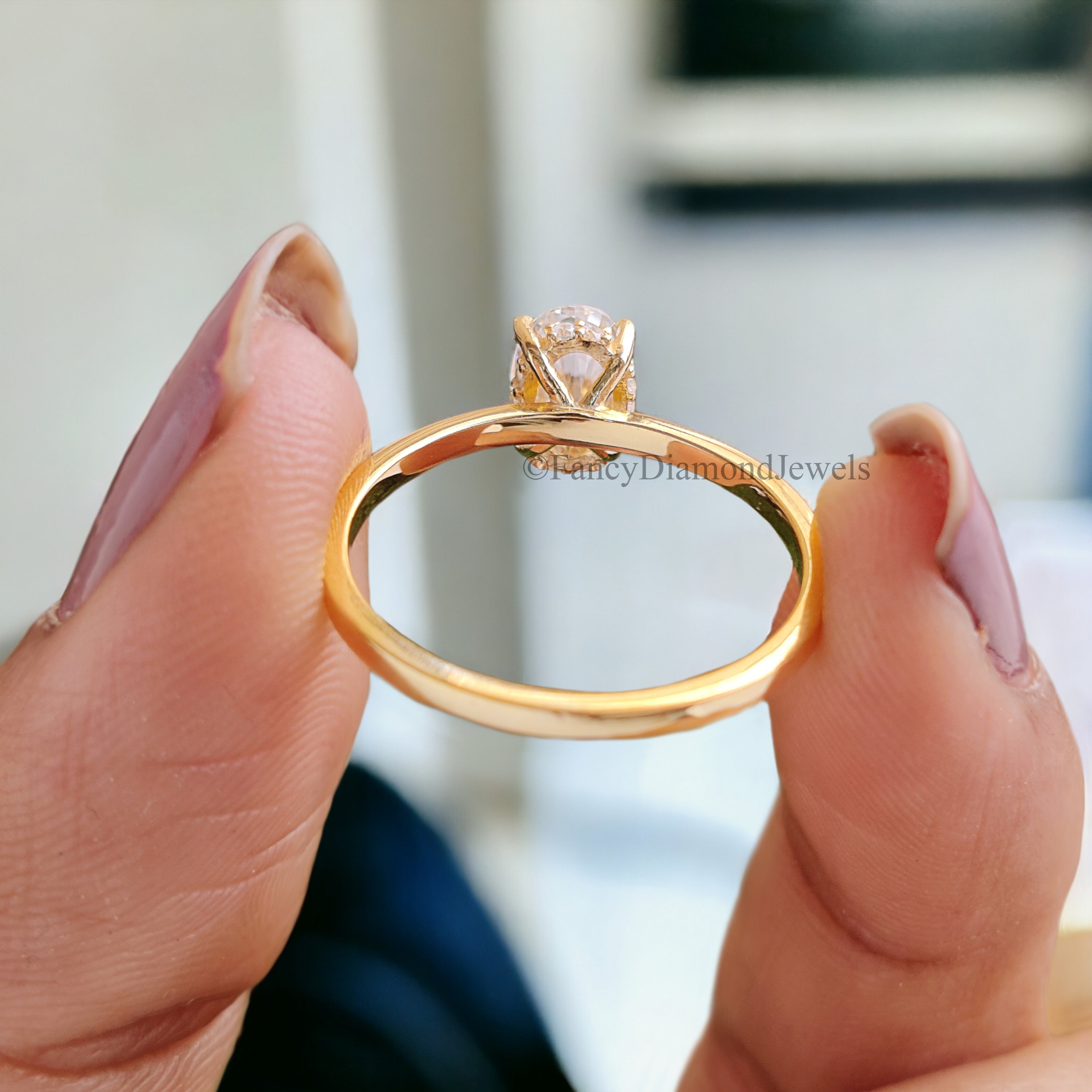 Oval Moissanite Bridal Ring Hidden Halo Moissanite Bridesmaid Ring Near Colorless Moissanite Wedding Ring 14K Solid Gold Proposal Ring FD173