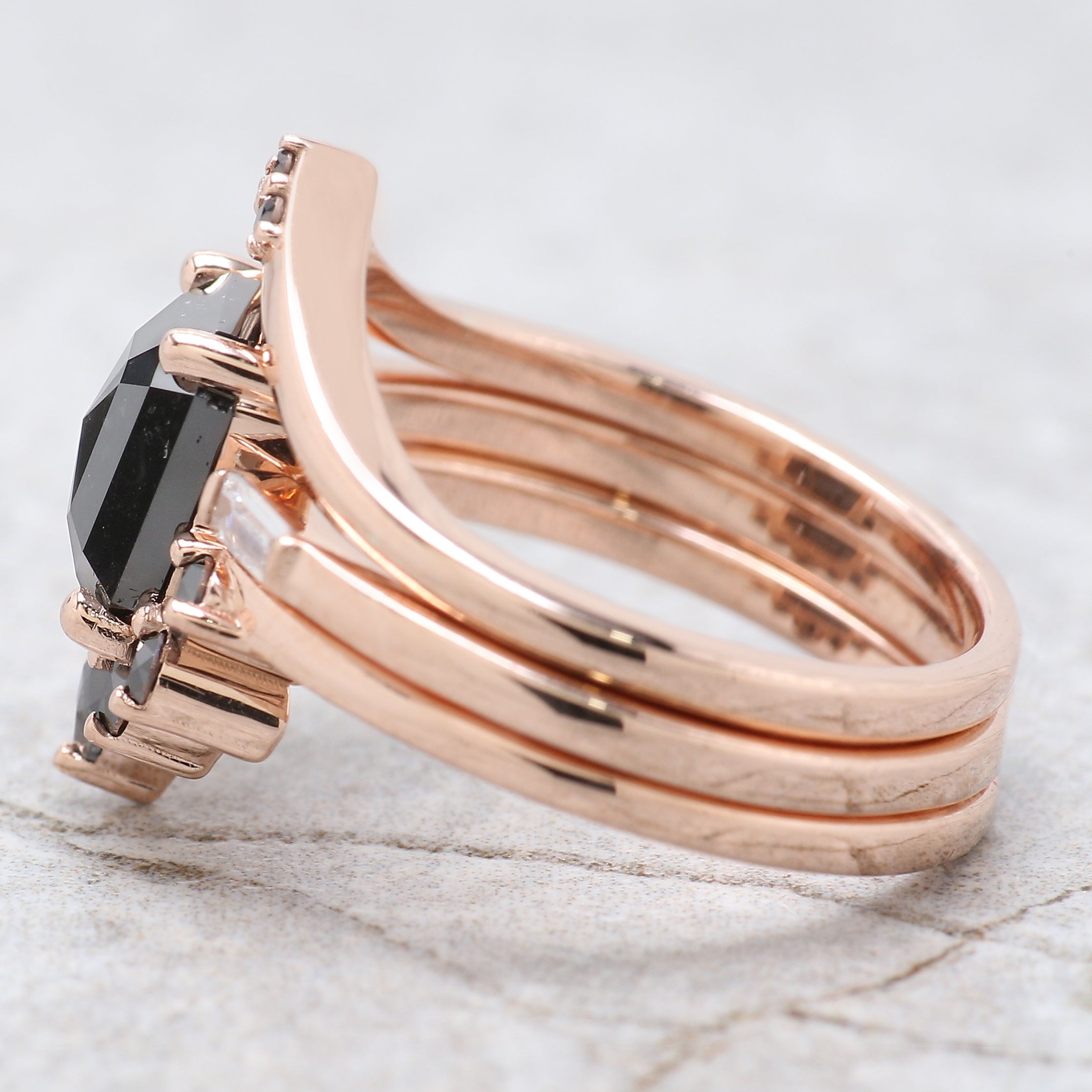 Emerald Cut Black Color Diamond Ring 2.12 Ct 7.95 MM Emerald Diamond Ring 14K Solid Rose Gold Silver Engagement Ring Gift For Her QN628