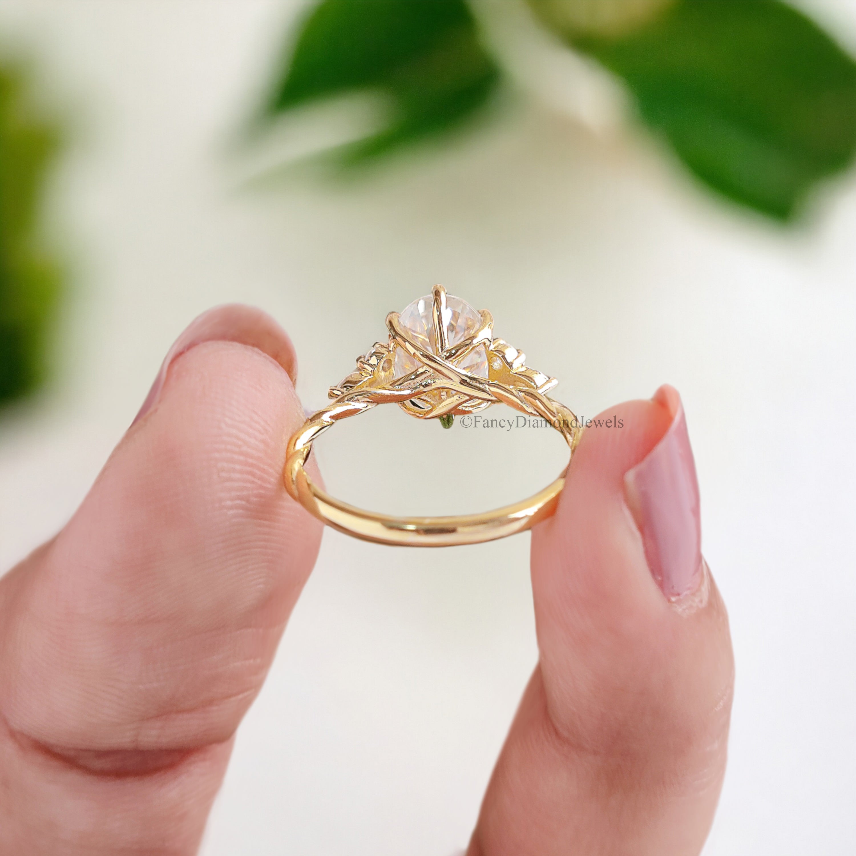 Oval Moissanite engagement ring 14K gold engagement ring Vintage Wedding ring Marquise diamond twisted ring Anniversary promise ring FD145