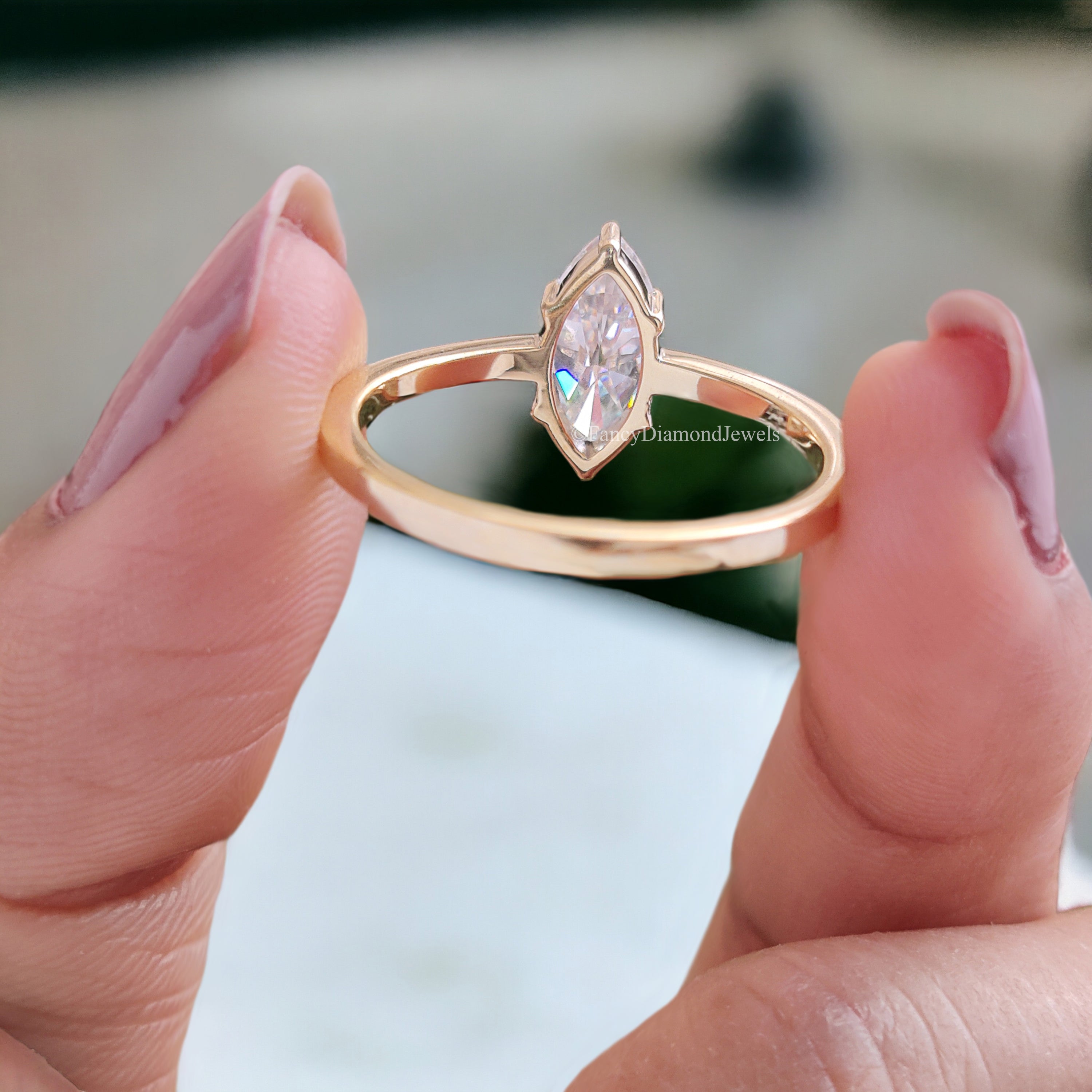 1.00 CT Marquise Cut Colorless Moissanite Ring Solitaire Prong Set Engagement Ring Wedding Ring Promise Ring for Women Gift for Her FD153