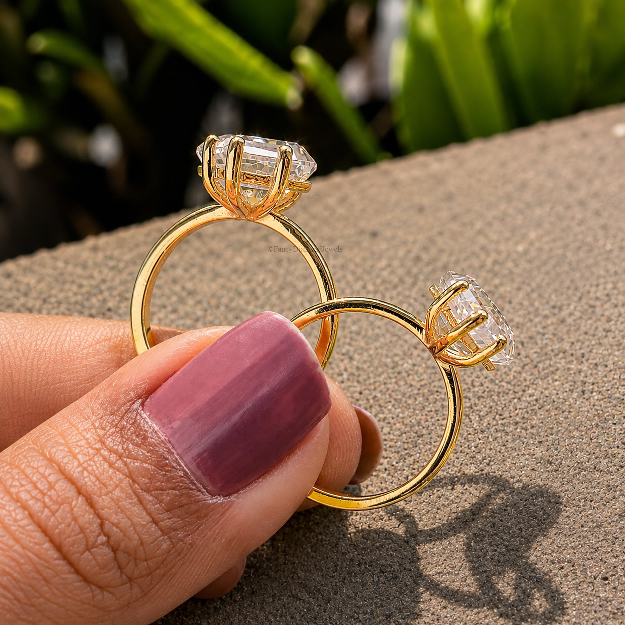Kite Cut Engagement Ring 9mm 10mm 11mm 12mm 13mm Stone Ring Silver Promise Ring Six Prong Ring Solitaire Simulant Ring Gift For Her FD310