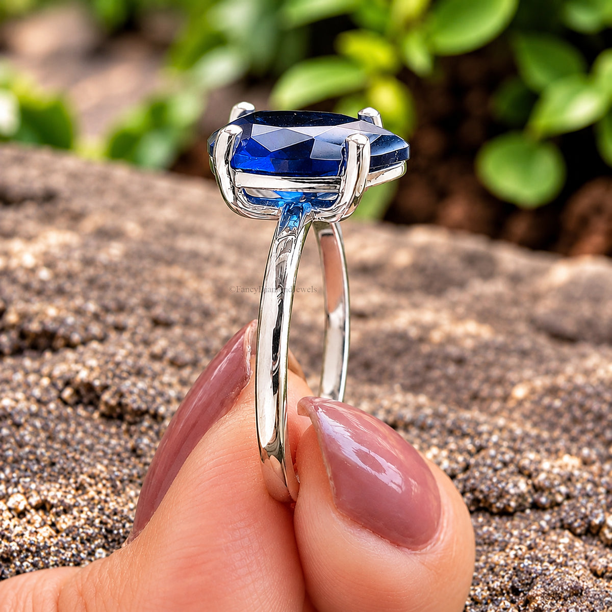 Pear Blue Sapphire engagement ring 12mm 10mm 9mm 8mm 7mm stone ring Simulant Solitaire ring Diamond ring Silver ring Gift for her FD547