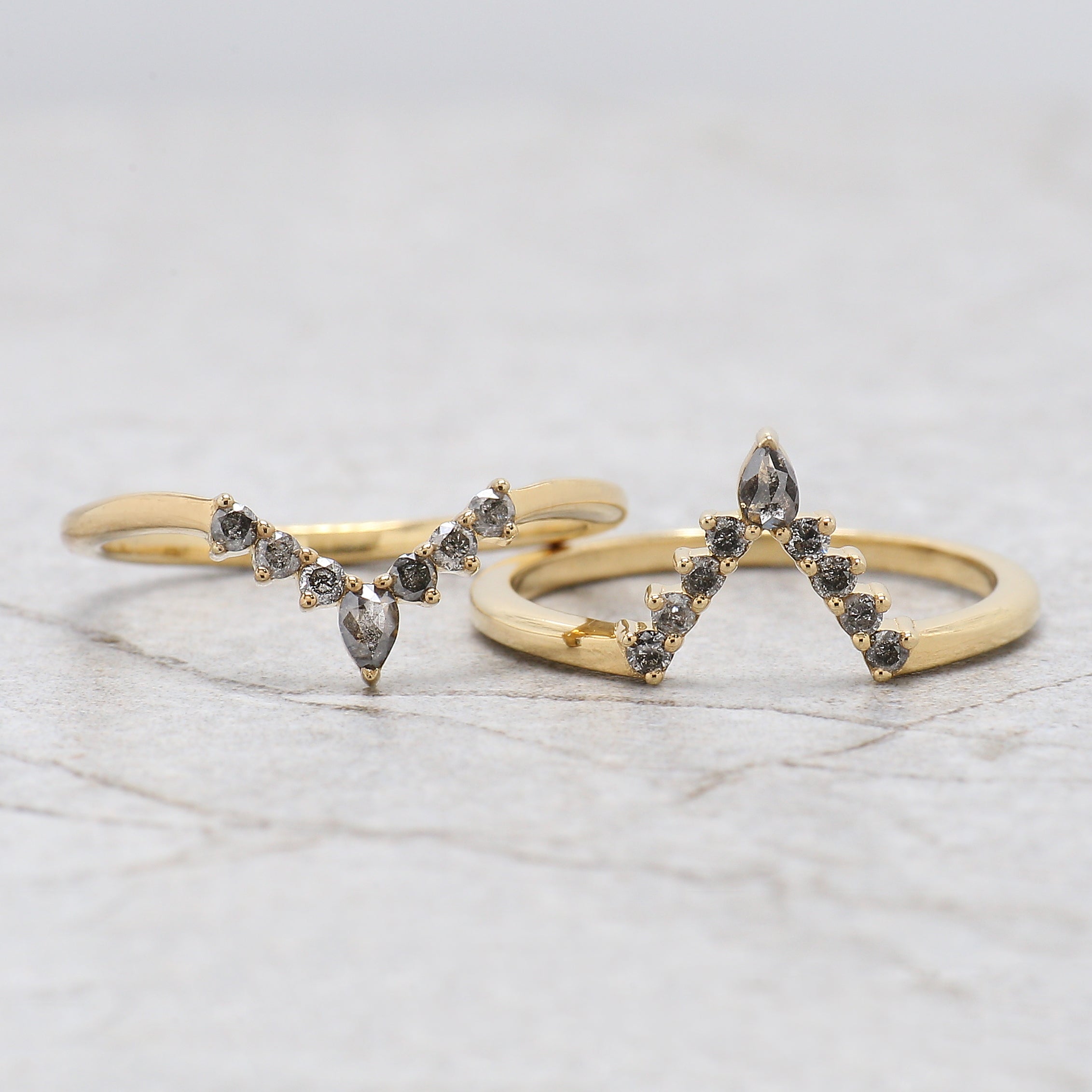 Kite Cut Salt And Pepper Diamond Ring 0.81 CT 8.90 MM Kite Shape Diamond Wedding Ring Set Bezel Set Engagement Ring Gift For Her KDL3391