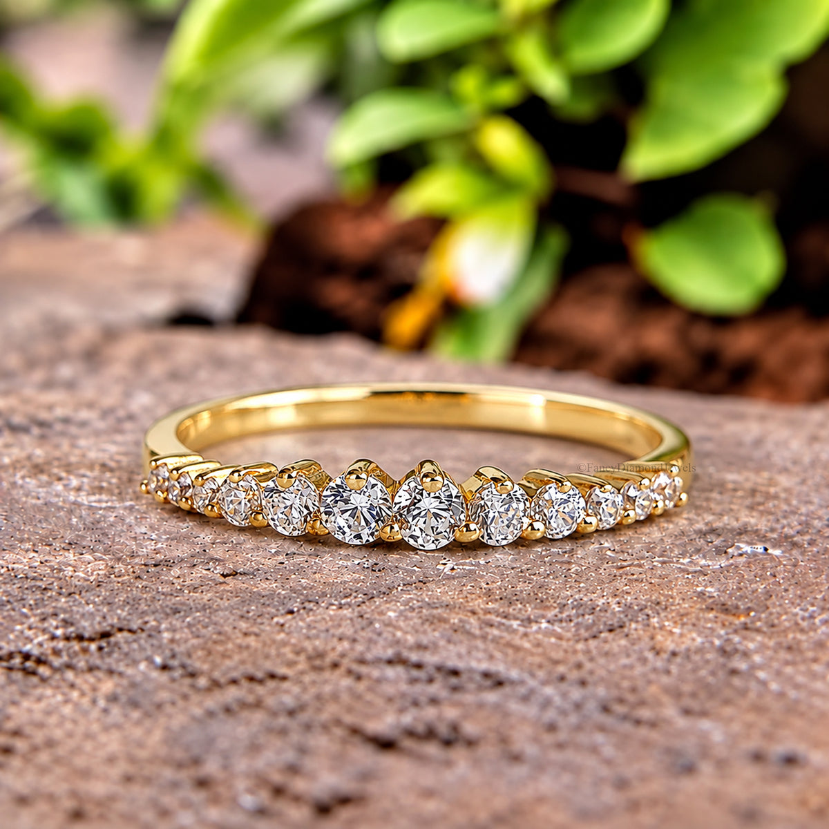 Dainty Solid Gold Moissanite Stacking Band, 10K Gold Stackable Promise Ring, Minimalist Statement Ring, Anniversary Gift for Her FD608
