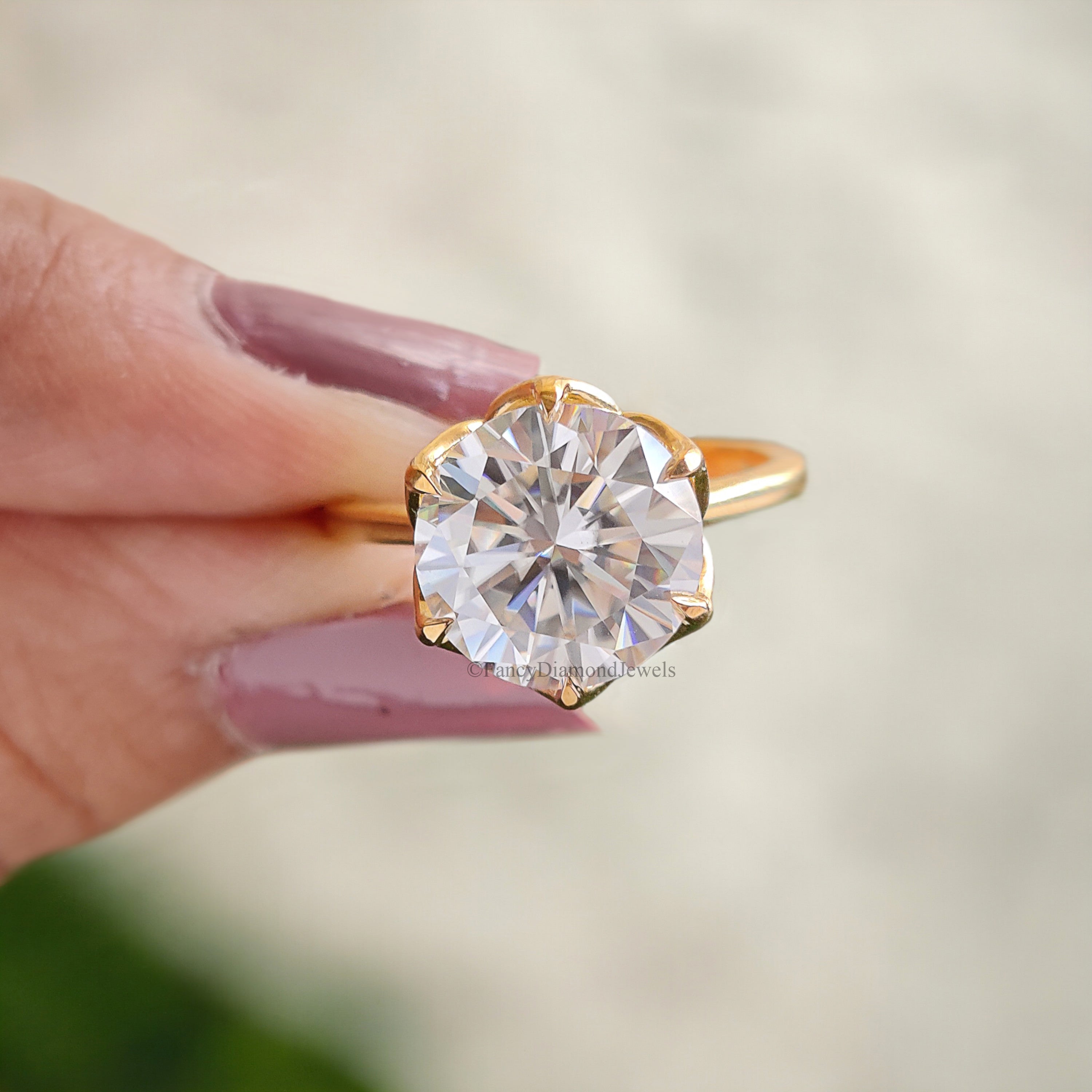 Engagement Ring set in 925 Sterling Silver for Bridal wedding Round Moissanite Ring Set For Women 14k yellow gold moissanite rings FD143