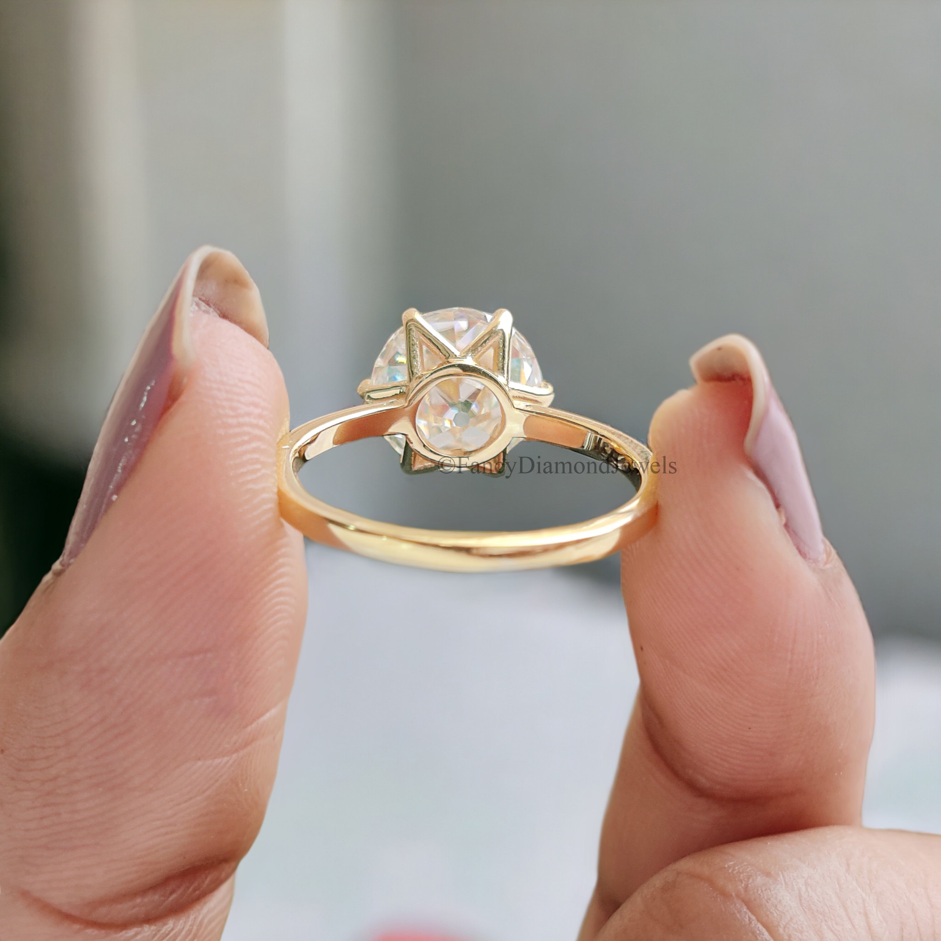 2.80 CT Old European Round Cut Moissanite Solitaire Ring Yellow Gold Engagement Ring For Women OEC Round Cut Ring For Her Wedding Gift FD171