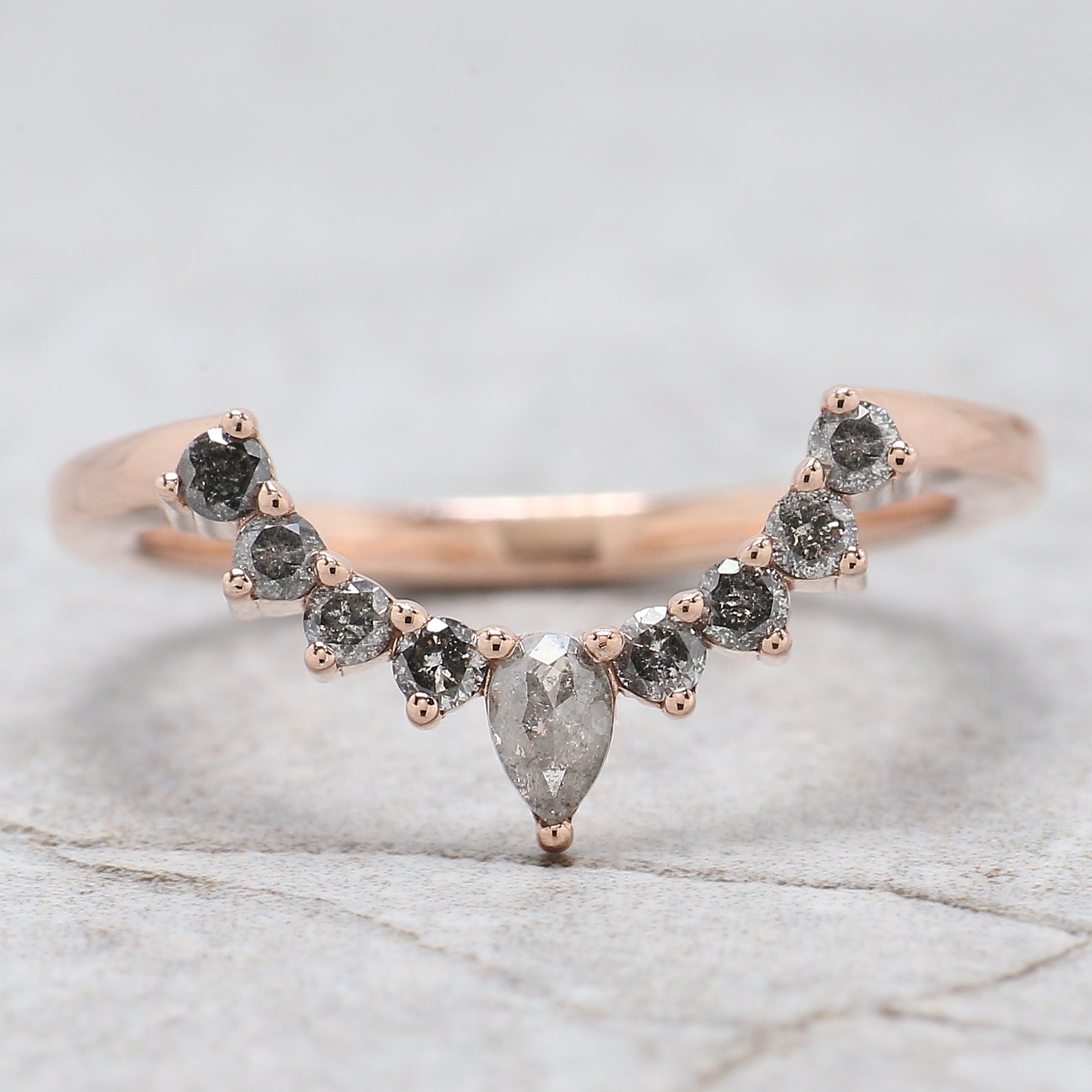 Round Rose Cut Salt And Pepper Diamond Ring 1.83 Ct 7.75 MM Round Rose Diamond Ring 14K Rose Gold Silver Engagement Ring Gift For Her QL2188