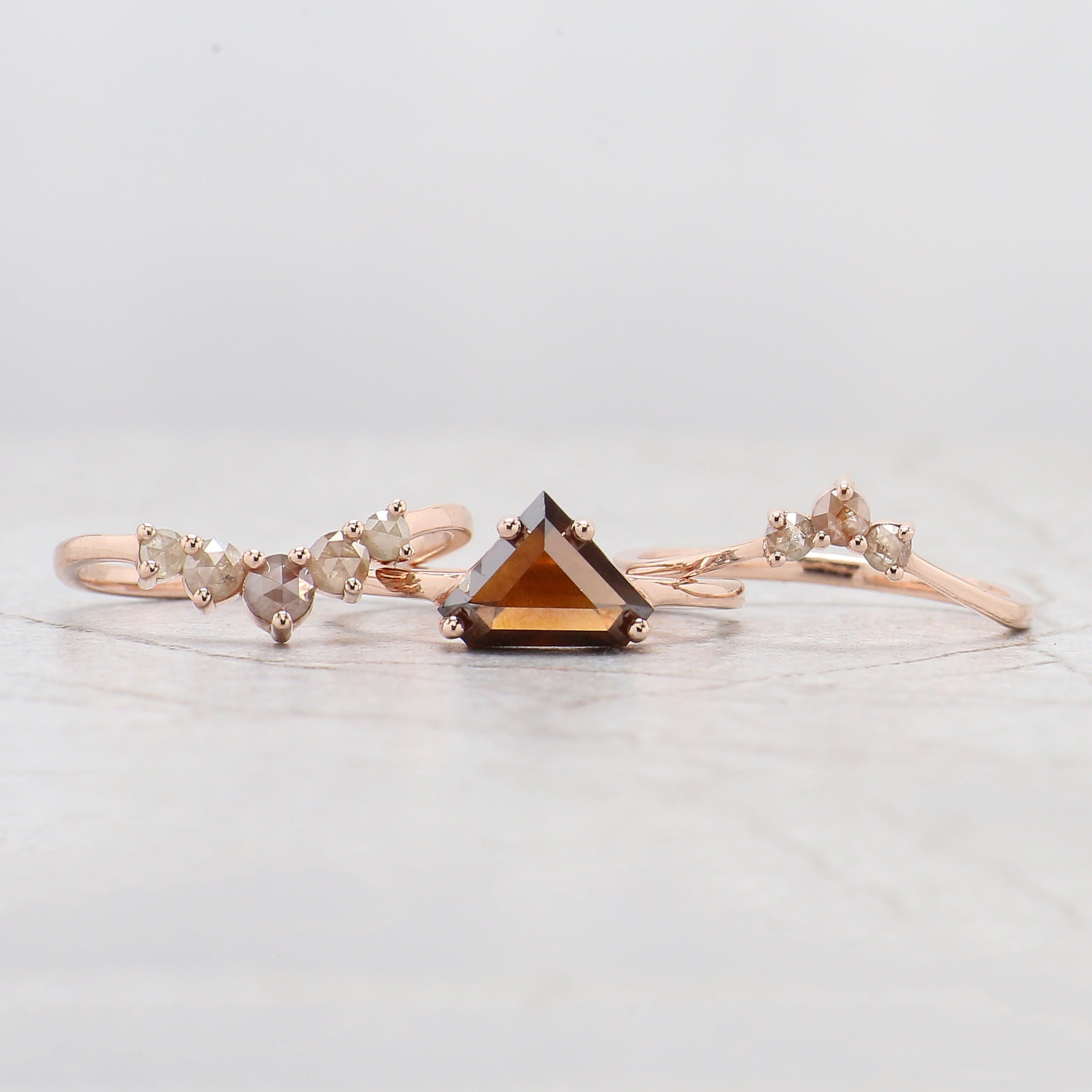 Shield Shape Brown Diamond Ring 1.70 Ct 6.85 MM Shield Cut Diamond Ring 14K Solid Rose Gold Silver Engagement Ring Gift For Her QL1866