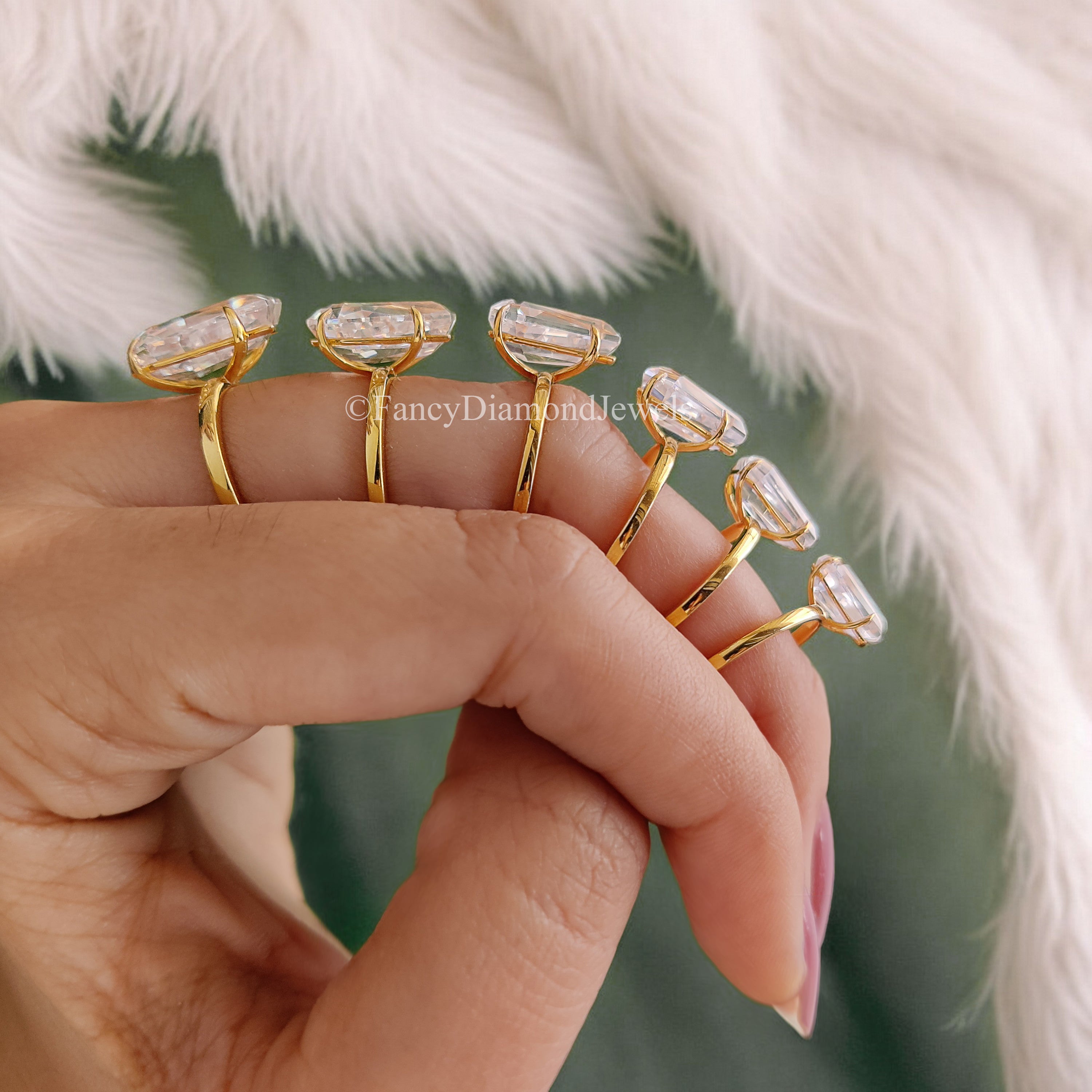 Coffin Cut engagement ring 14mm 13mm 12mm 11mm 10mm 9mm stone ring Silver ring Diamond ring Simulant ring Solitaire ring Gift for her FD216