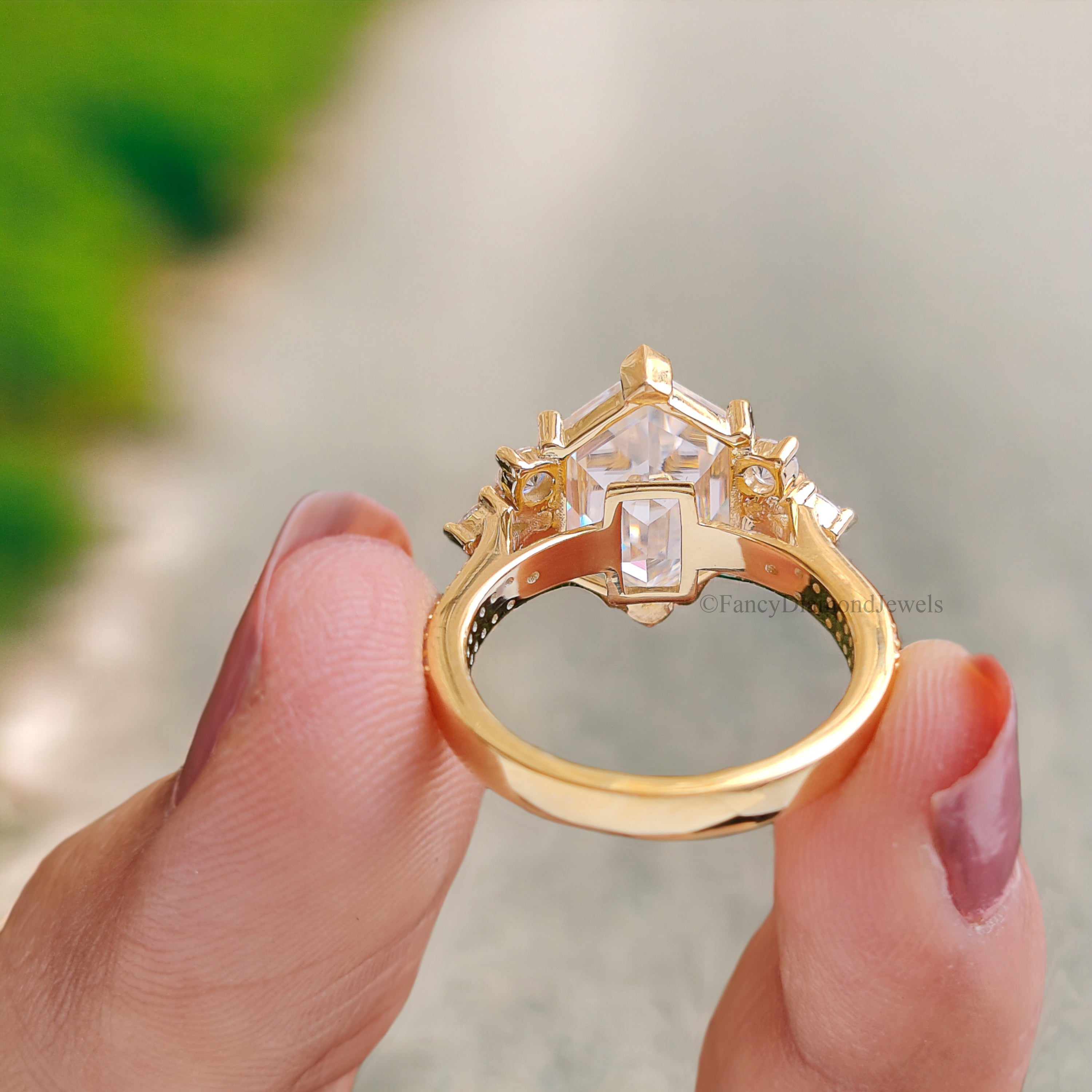 4.45 CT Antique Hexagon Moissanite Engagement Ring Marquise and Round Ring Ring for gifting Wedding Ring Anniversary Gift Ring Her FD133