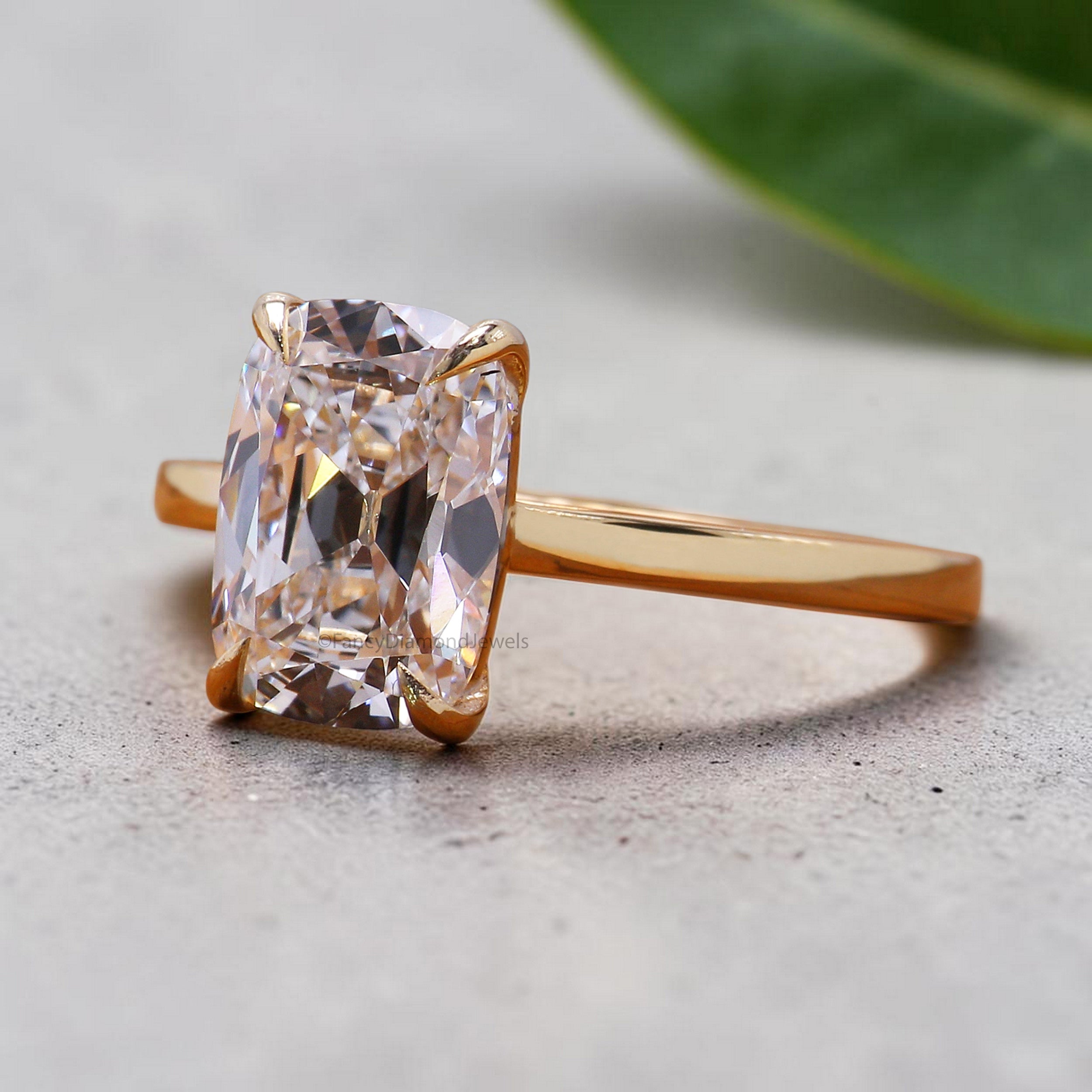 Old Mine Cushion Cut Diamond Solitaire Engagement Ring, Lab Grown Diamond Wedding Ring, Cushion Diamond Ring, Anniversary Gift for Her FD558