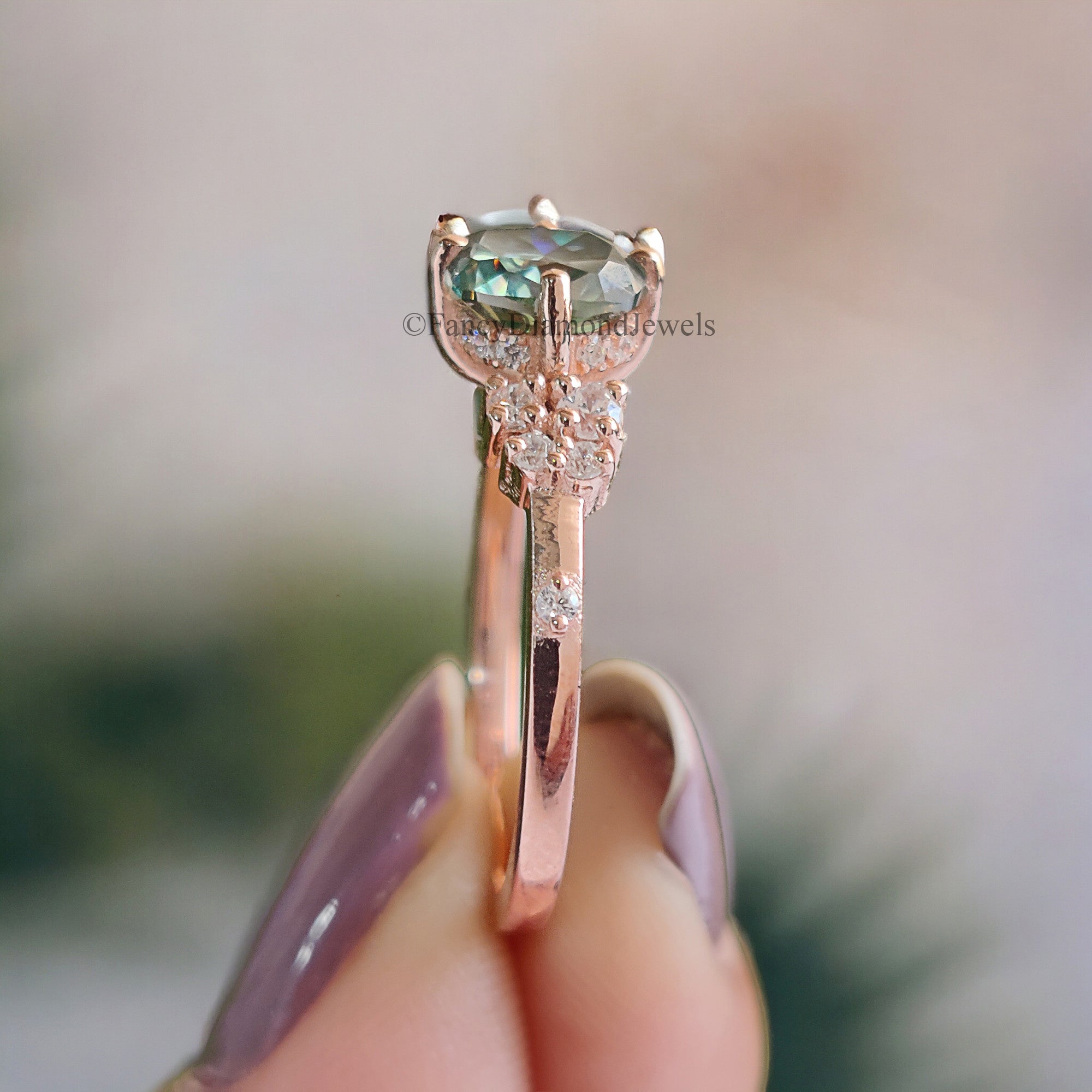 Muse Engagement Ring for Women 1.25 TW Cushion Fancy Cut Cyan Blue Moissanite Ring Hidden Halo Ring Wedding Ring for Her Comfort Fit FD08