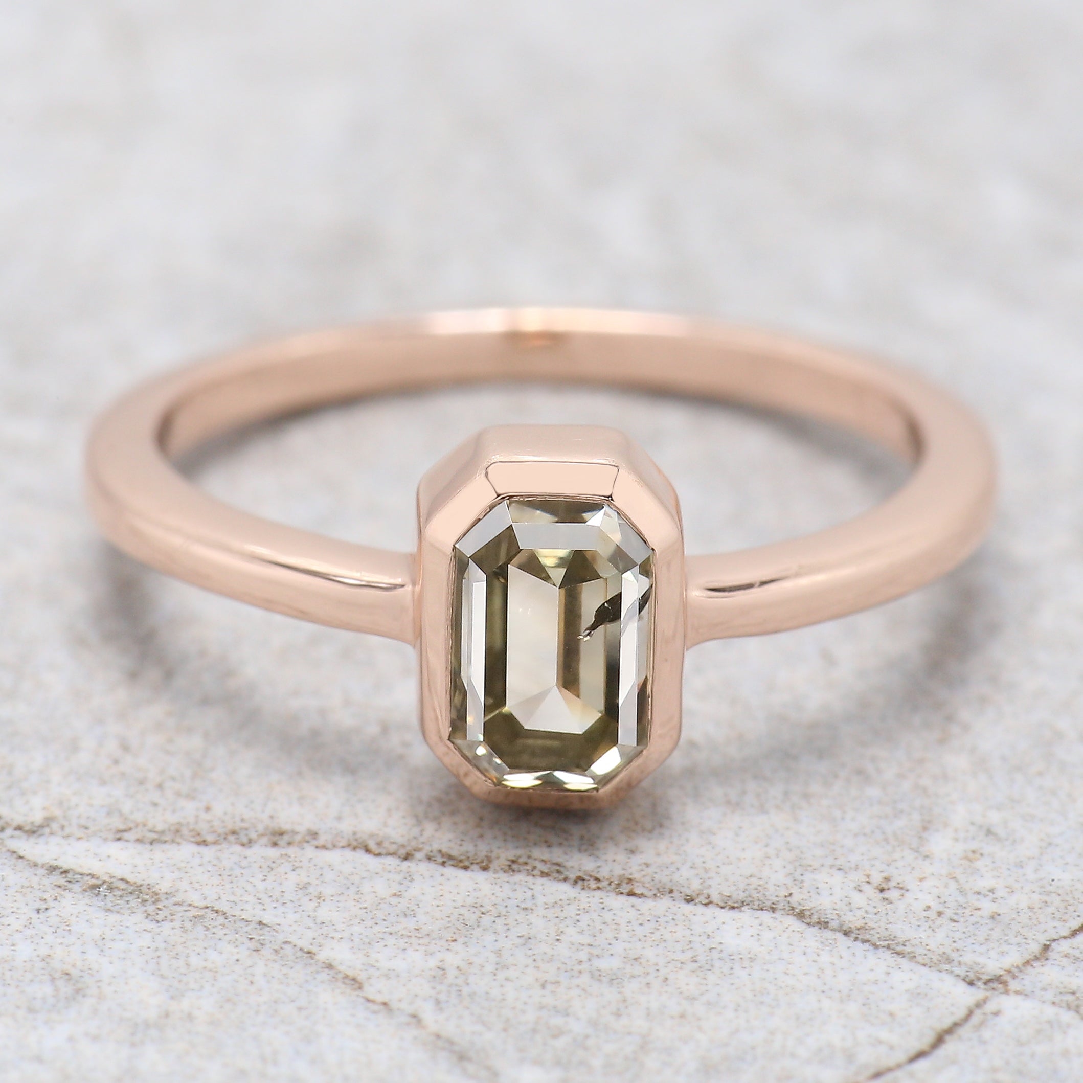 Emerald Cut White-K Color Diamond Ring 1.17 Ct 6.83 MM Emerald Diamond Wedding Ring 14K Rose Gold Engagement Ring Gift For Her KDL2615