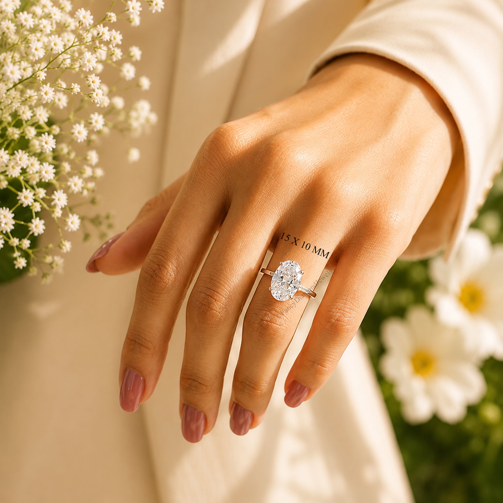 Oval Cut Engagement Ring, Moissanite Diamond Wedding Ring for Women, Oval Shape Moissanite Solitaire Propose Ring, Anniversary Gift FD588