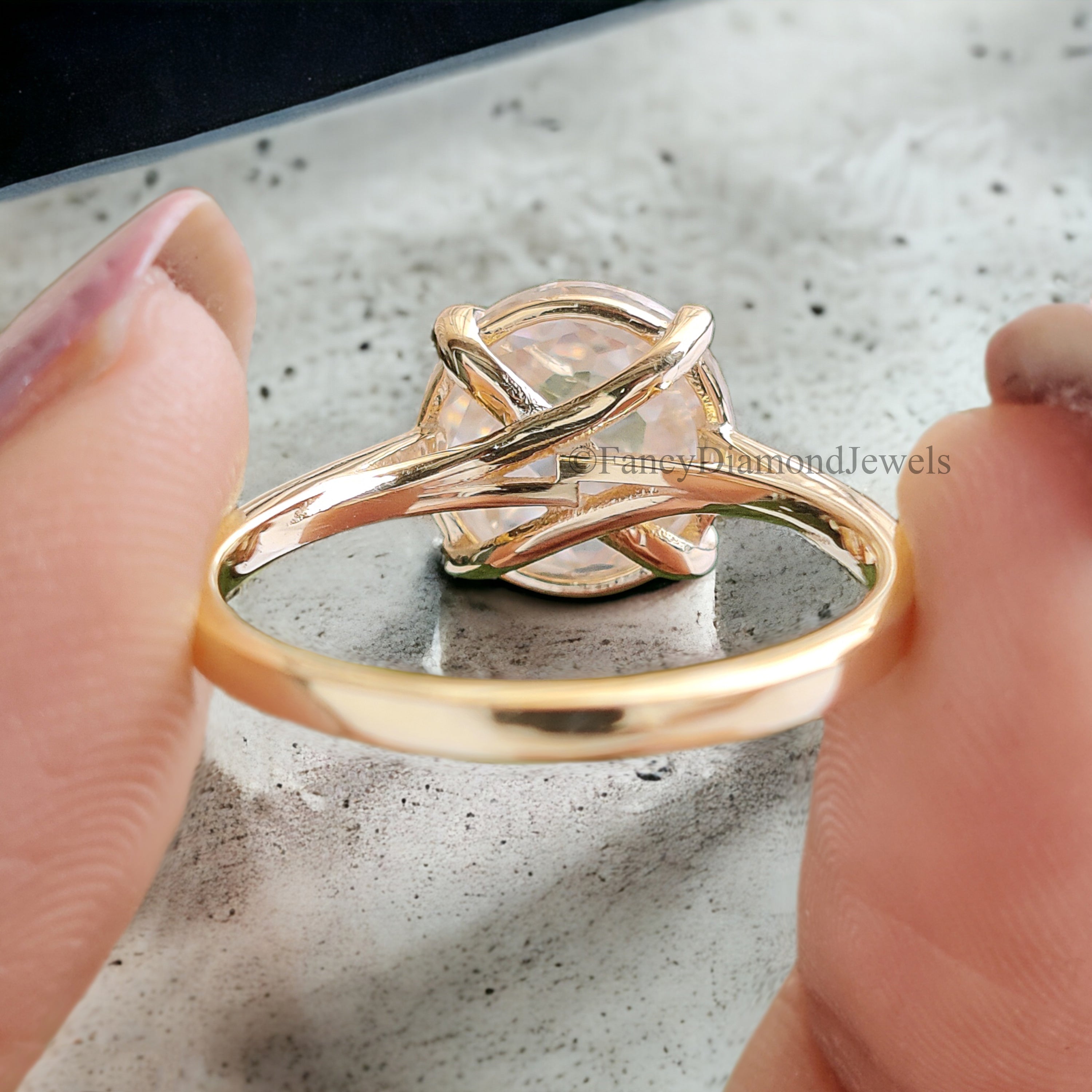 2.80 CT Round Rose Cut Colorless Moissanite Trellis Set Simple Solitaire Engagement Ring Wedding Ring Anniversary Ring Bridal Ring FD206