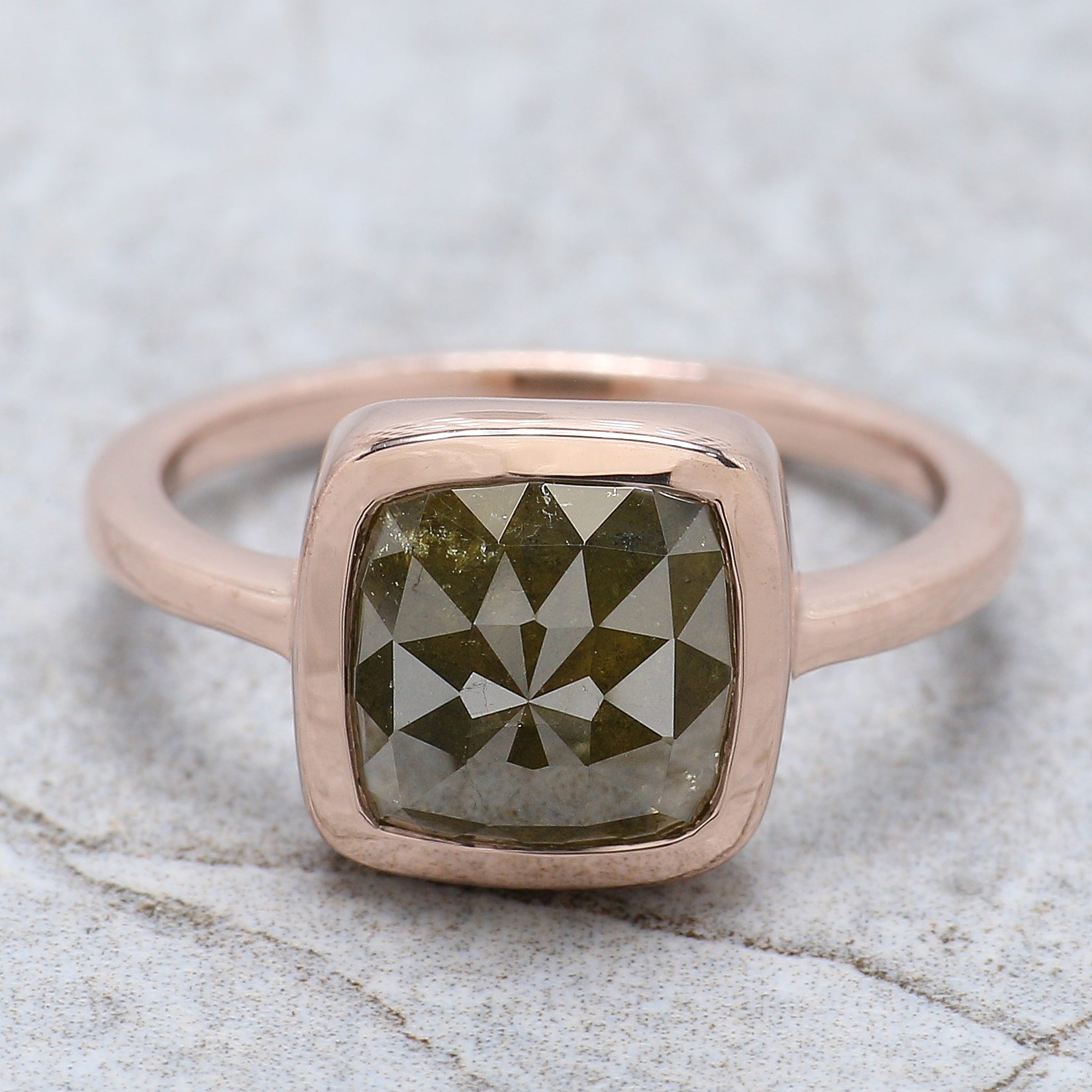 Square Cut Green Color Diamond Ring 2.71 Ct 8.36 MM Square Shape Diamond Ring 14K Solid Rose Gold Silver Engagement Ring Gift For Her QL2463