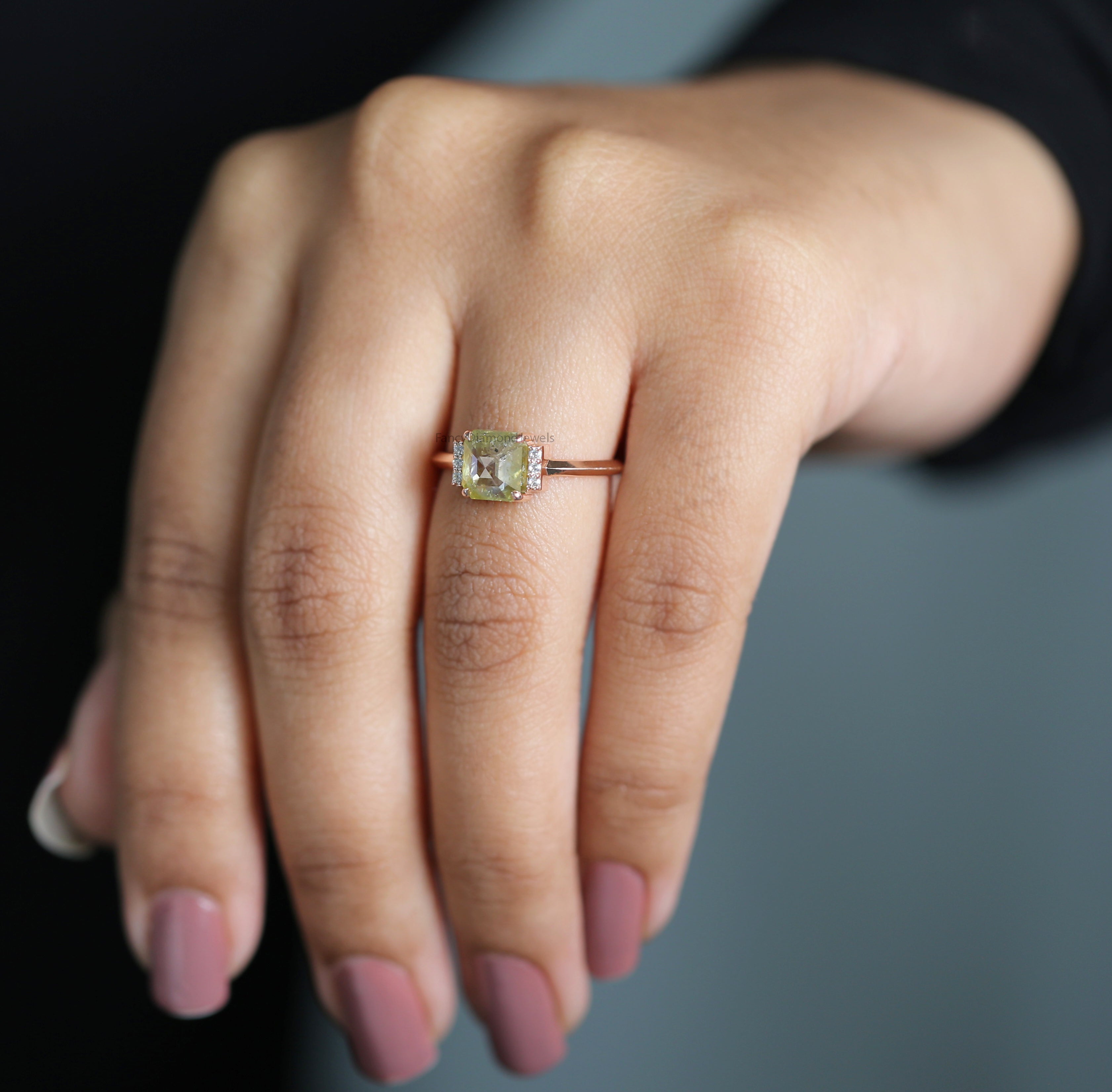 Emerald Cut Yellow Color Diamond Ring 1.69 Ct 6.90 MM Emerald Shape Diamond Ring 14K Rose Gold Silver Engagement Ring Gift For Her QL3097