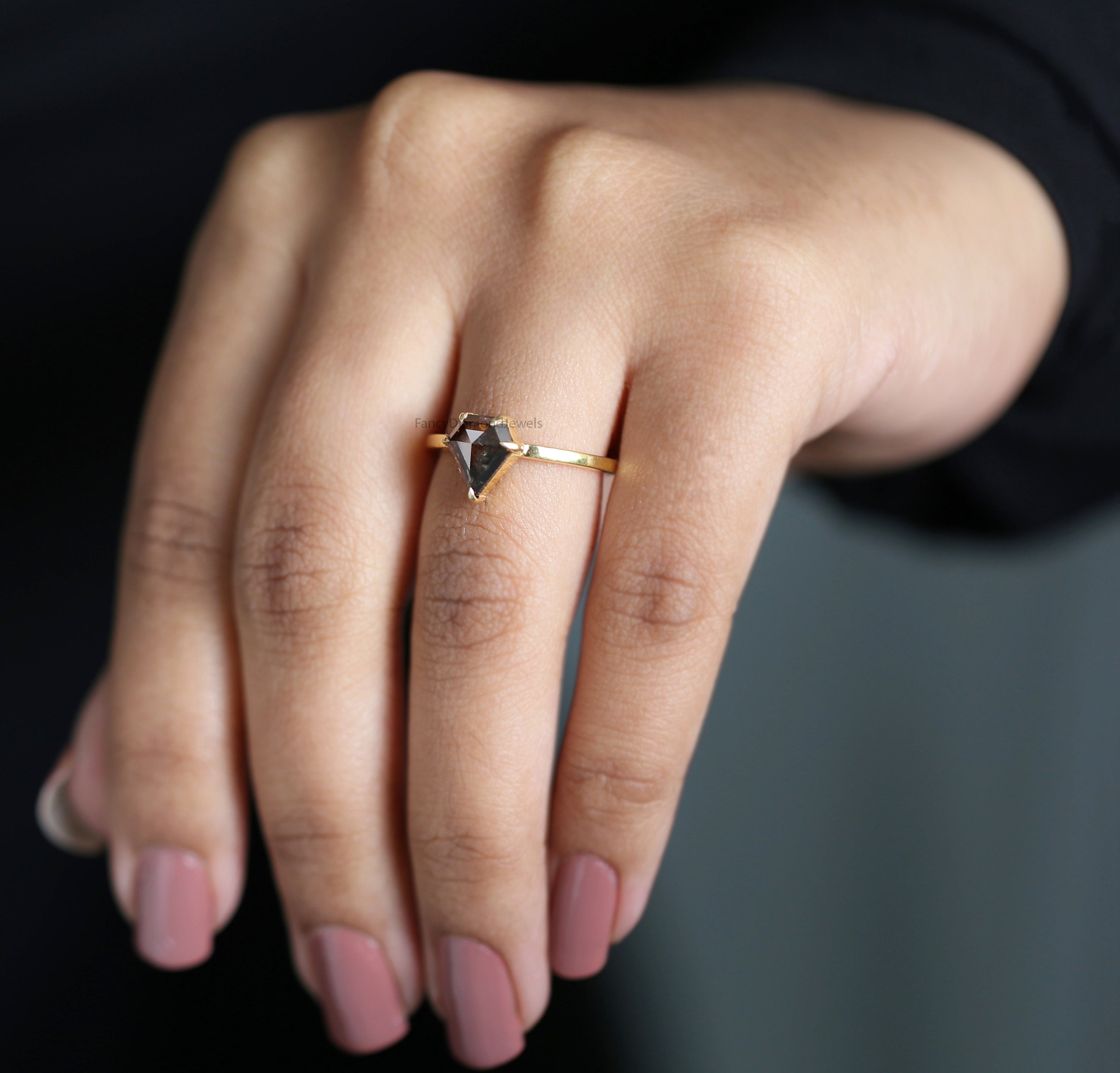 Shield Brown Color Diamond Ring 1.39 Ct 8.60 MM Shield Cut Diamond Ring 14K Solid Yellow Gold Silver Engagement Ring Gift For Her QN8853