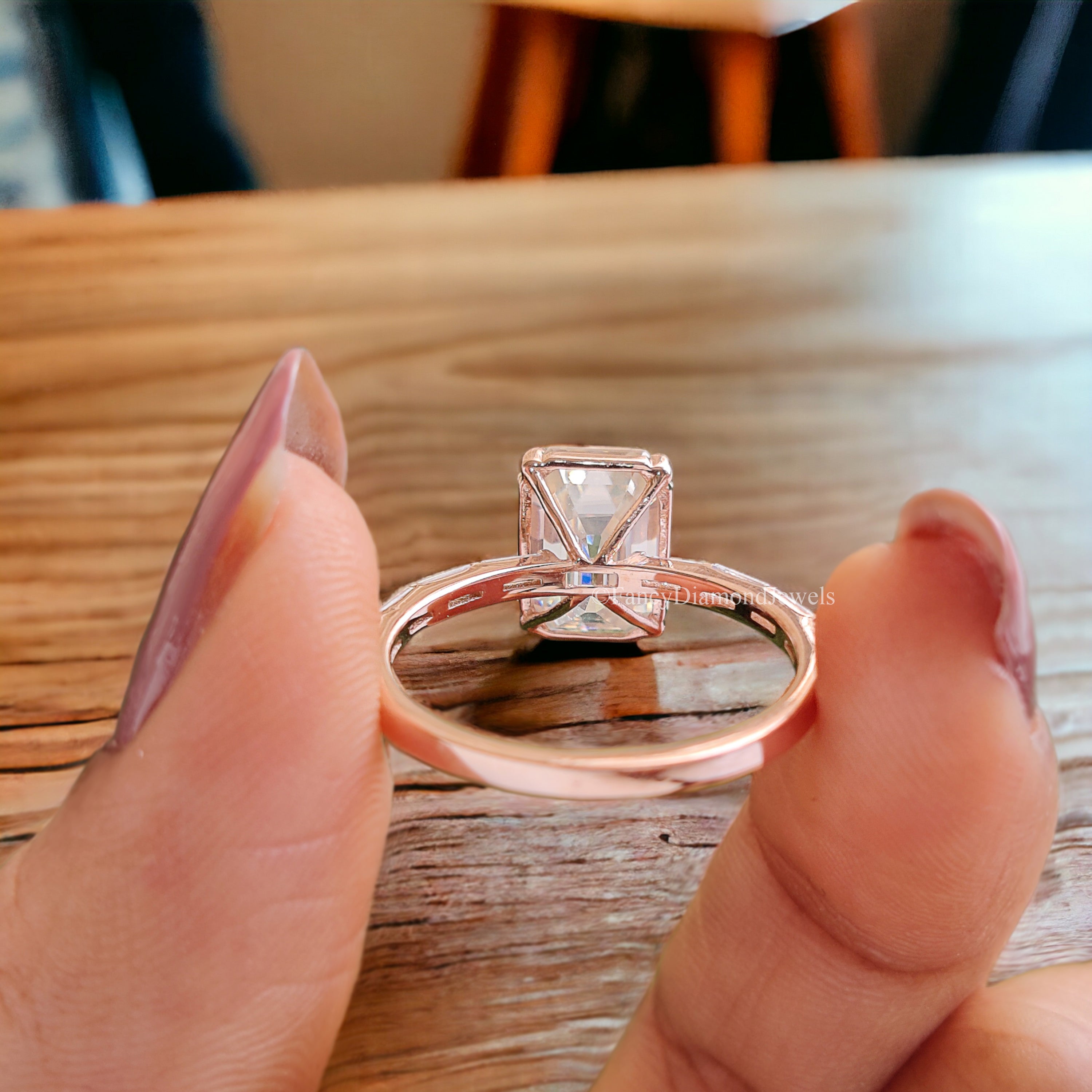 2.45 CT Emerald Cut Colorless Moissanite Engagement Ring Side Baguette Moissanite Wedding Ring Anniversary Gift For Her Handmade Ring FD149