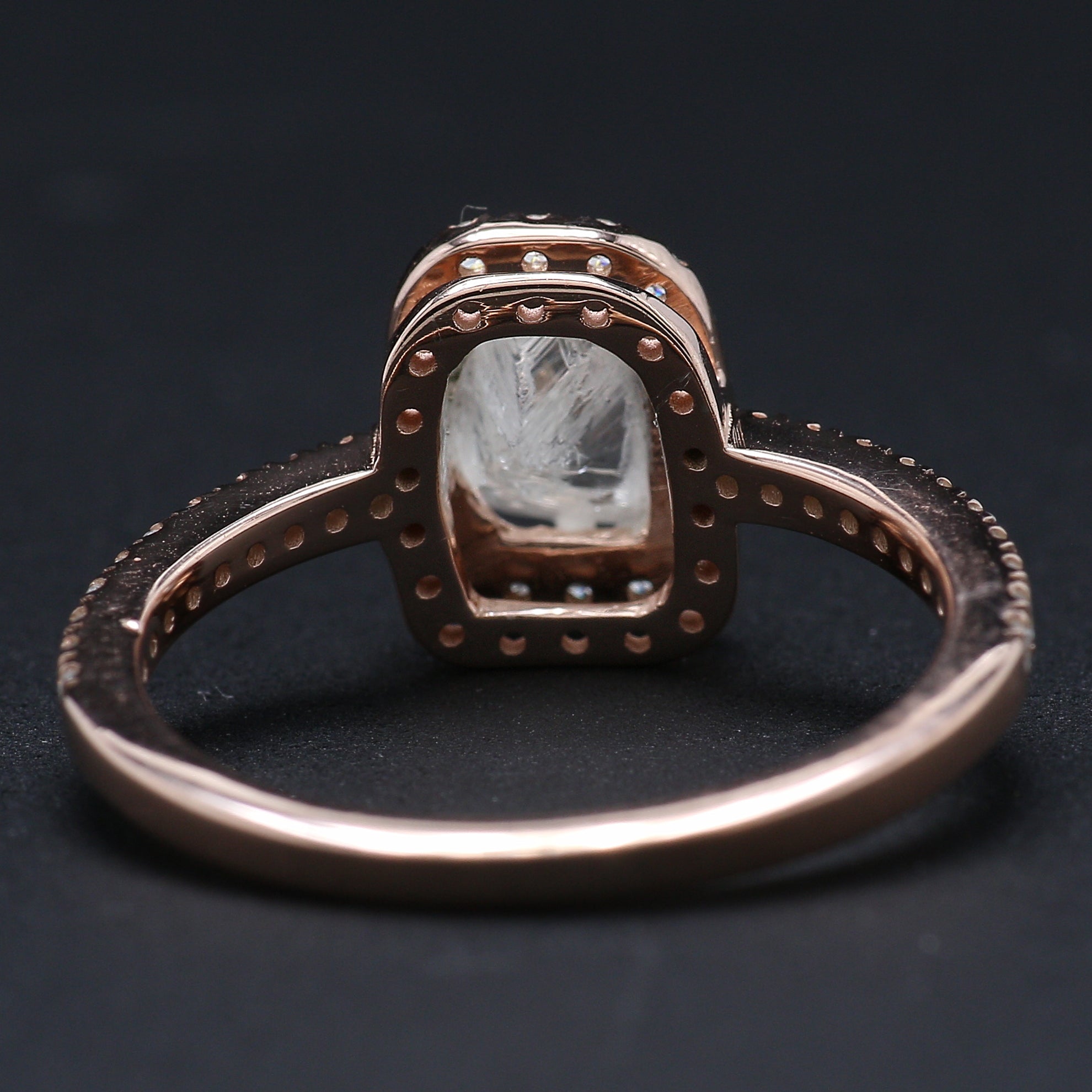 Rough White-F Color Diamond Ring 1.40 Ct 6.86 MM Crystal Rough Diamond Ring 14K Solid Rose Gold Silver Engagement Ring Gift For Her KDL2496