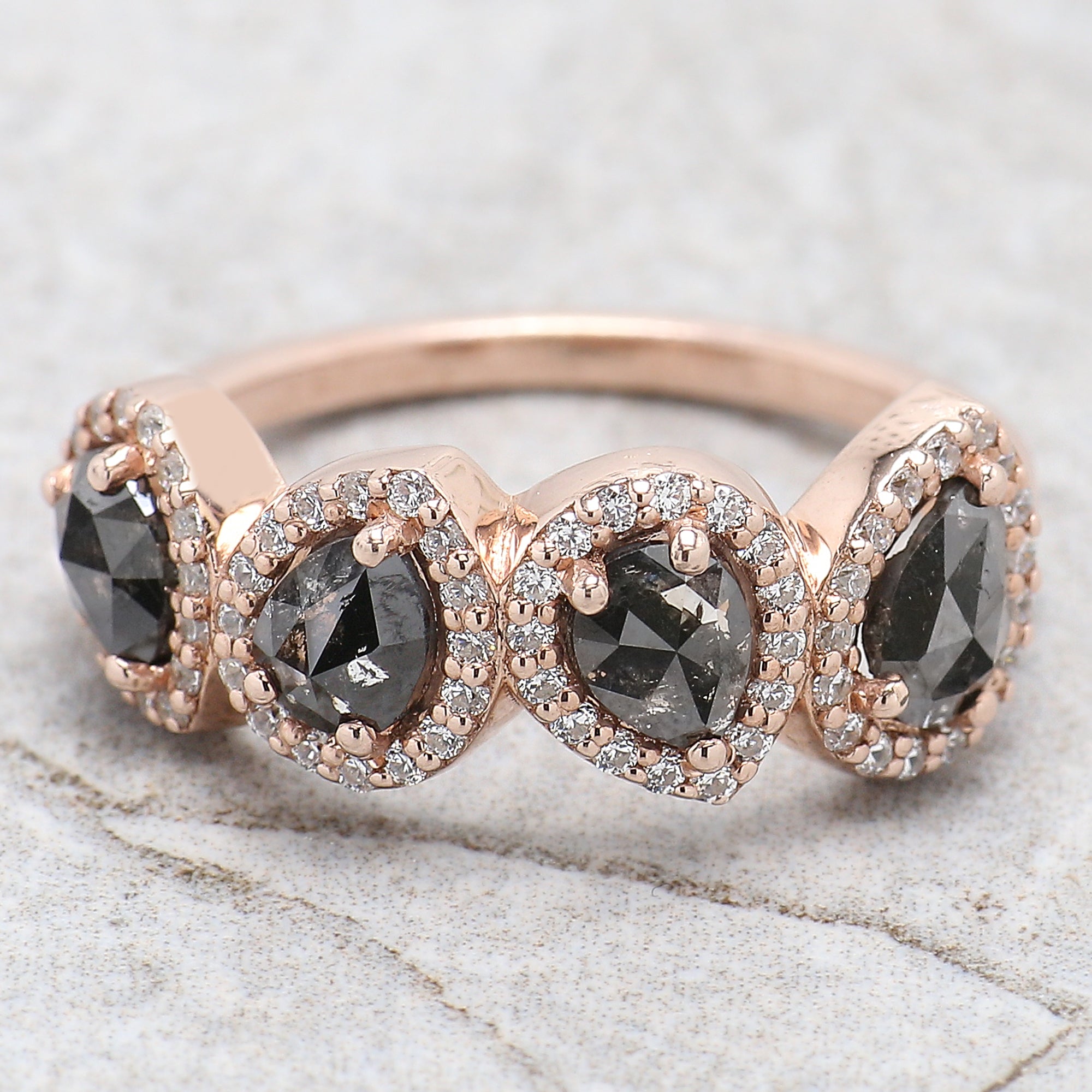 Pear Cut Black Color Diamond Ring 1.11 Ct 5.50 MM Pear Diamond Ring 14K Solid Rose Gold Silver Pear Engagement Ring Gift For Her QN1673