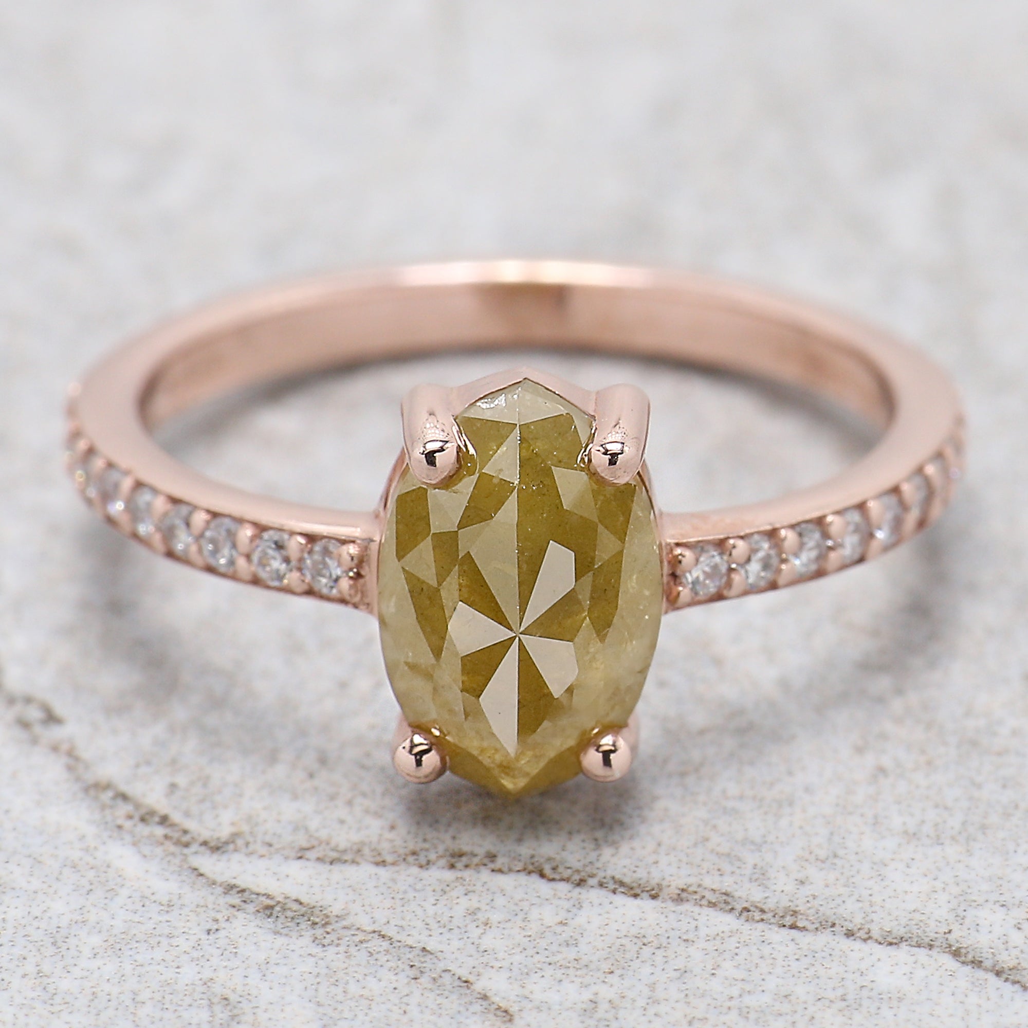 Marquise Shape Yellow Color Diamond Ring 2.04 Ct 9.62 MM Marquise Cut Diamond Ring 14K Rose Gold Silver Engagement Ring Gift For Her QL2127