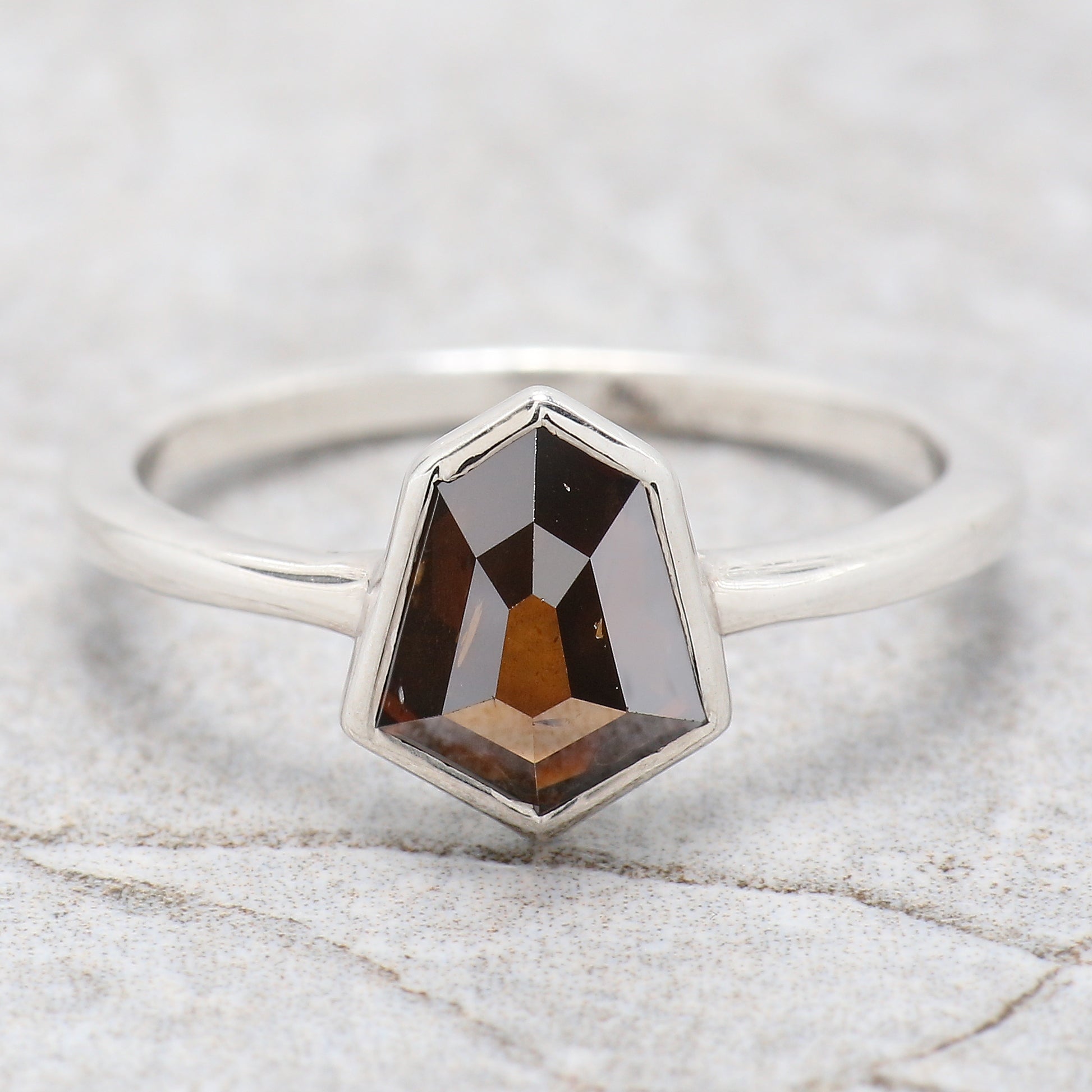 Shield Brown Color Diamond Ring 1.29 Ct 8.25 MM Shield Cut Diamond Ring 14K Solid White Gold Silver Engagement Ring Gift For Her QL1796