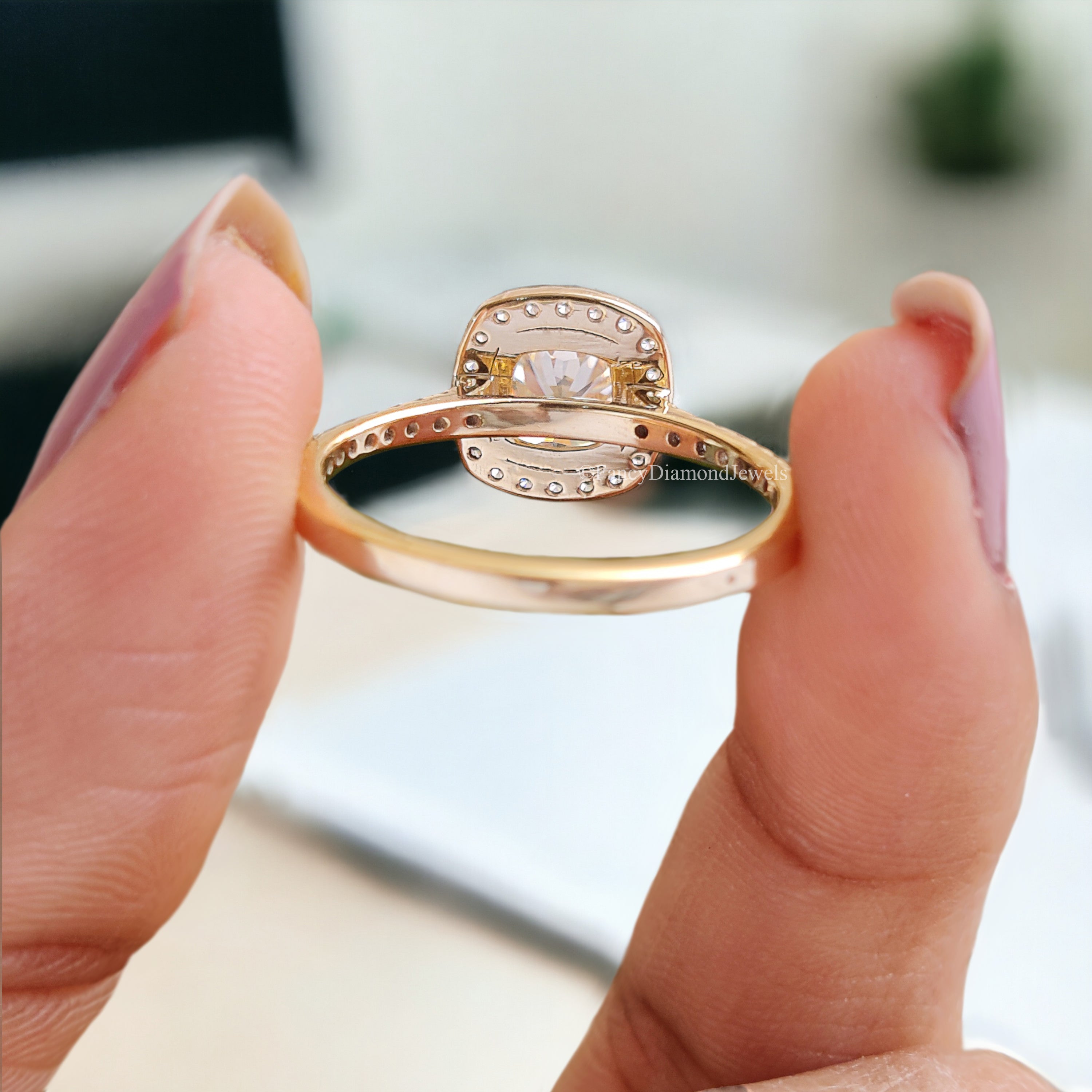 Cushion Moissanite Engagement Ring 1.00 CT Cushion Cut Moissanite Ring Halo Set Wedding Ring For Women Promise Ring Gift For Her Ring FD157