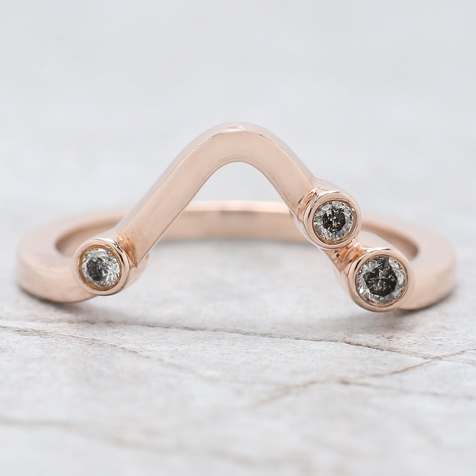 Kite Cut Salt And Pepper Diamond Ring 1.07 Ct 8.60 MM Kite Diamond Ring 14K Solid Rose Gold Silver Kite Engagement Ring Gift For Her QK2176