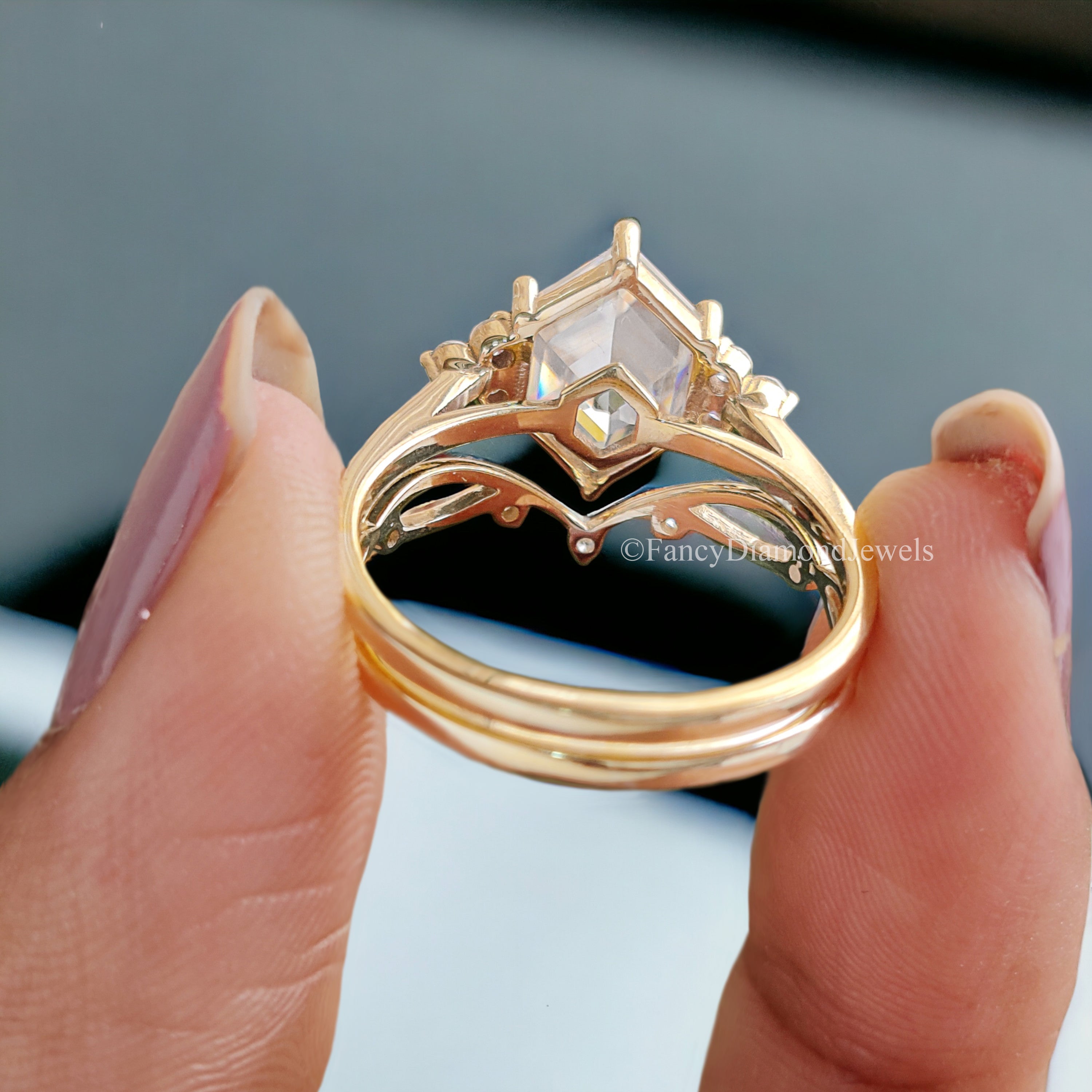 2.20 CT Antique Hexagon Cut Moissanite Ring Unique Engagement Ring Round Ring For Gift Bridal Wedding Ring Anniversary Gift Ring Her FD182