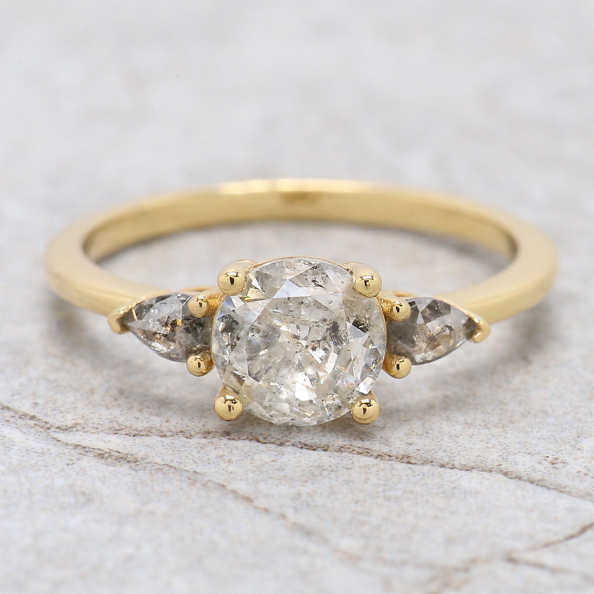 Round White-H Color Diamond Ring 1.00 Ct 6.40 MM Round Shape Diamond Wedding Ring Three Stone Ring Engagement Ring Gift For Her KDL2664