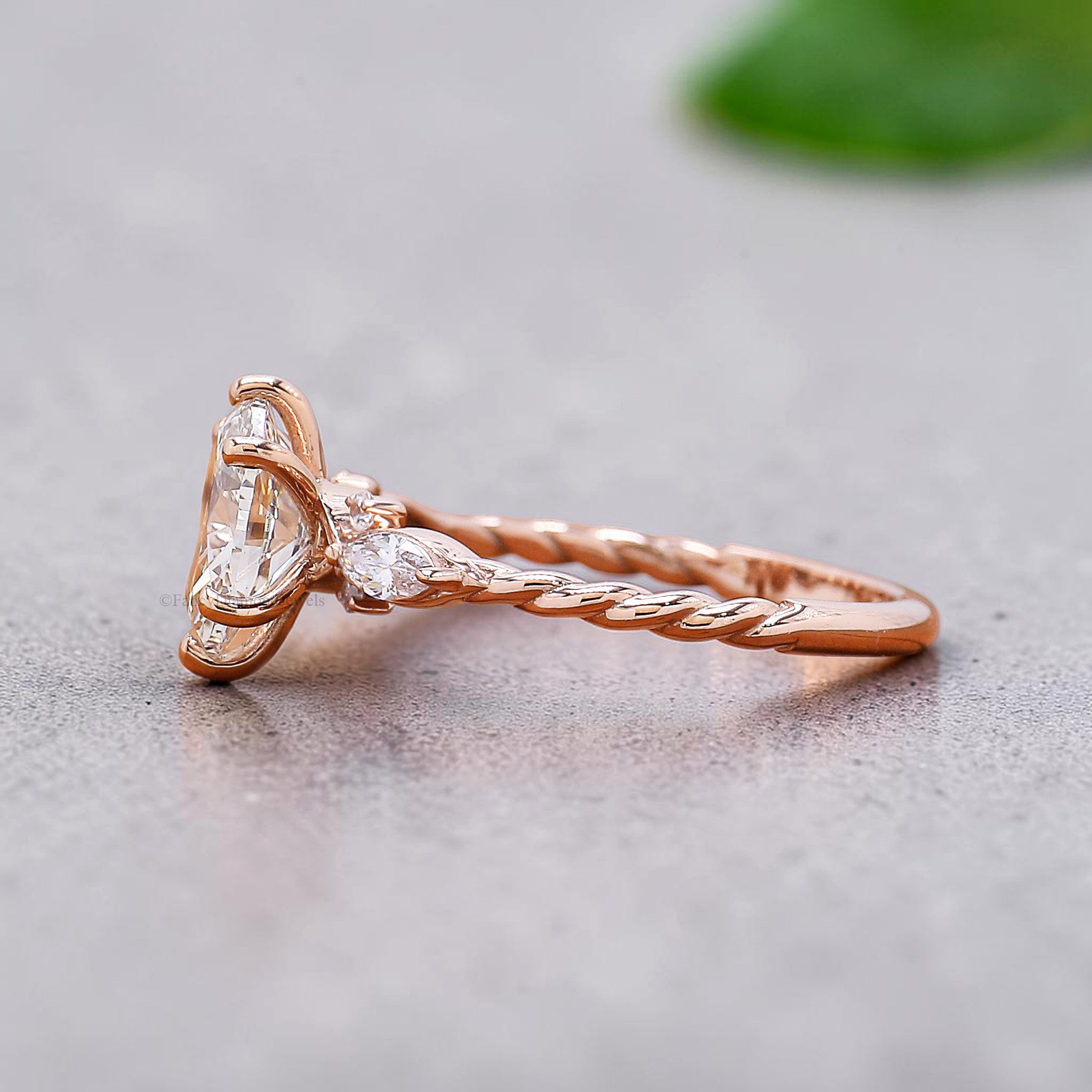 Oval Shape Lab Grown Diamond Engagement Ring Solid Gold Ring Oval Cut Lab Diamond Ring 3/4 Eternity Twisted Ring Anniversary Gift FD580