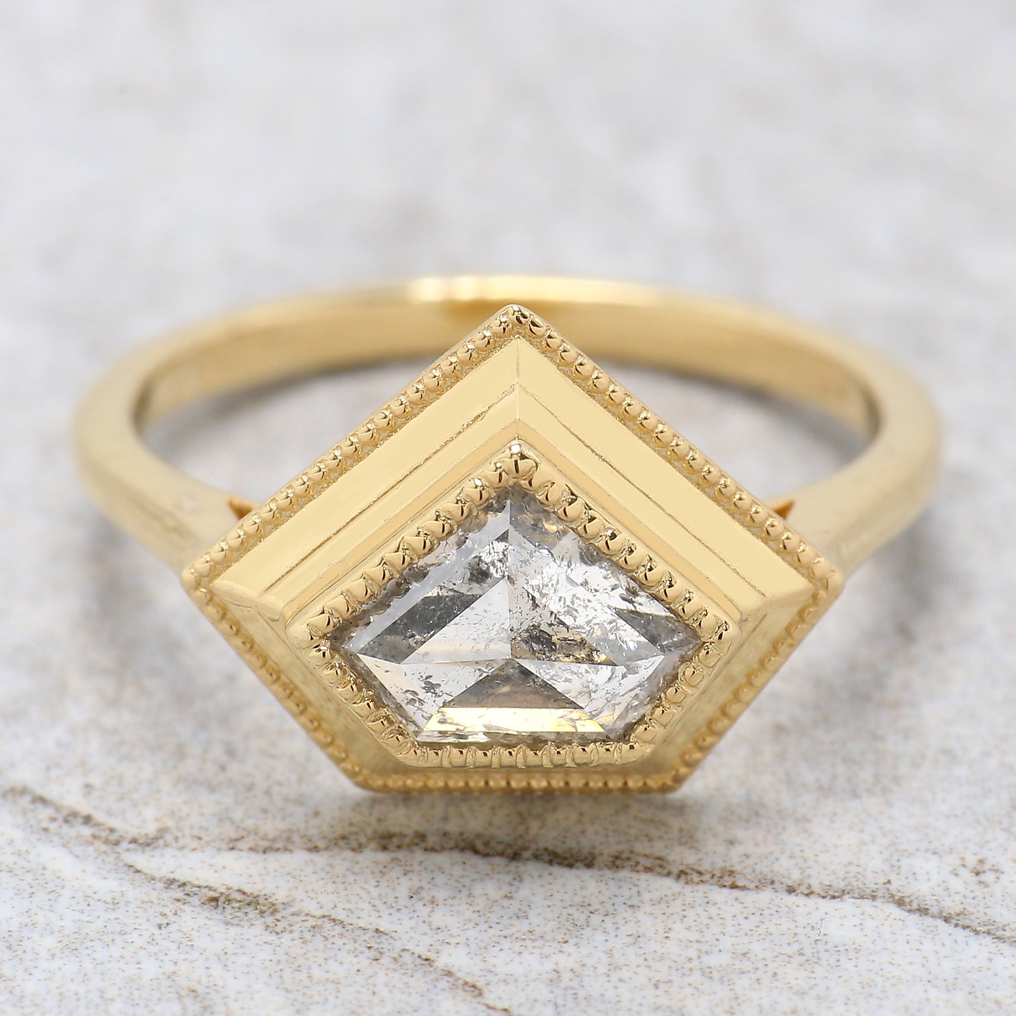 Shield Shape White-G Color Diamond Ring 1.19 Ct 5.95 MM Shield Cut Diamond Wedding Ring 14K Yellow Gold Engagement Ring Gift For Her KDL2605