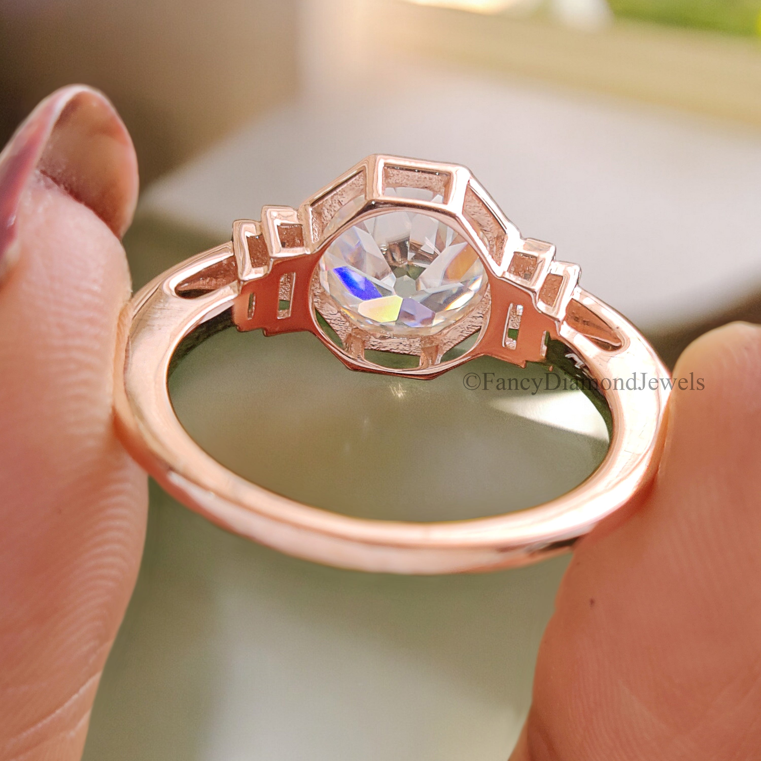 Five Stone Engagement Ring 2.10 TW Old European Round Cut Colorless Moissanite Ring Eight Claw Prong Customized Bridal Wedding Ring FD197