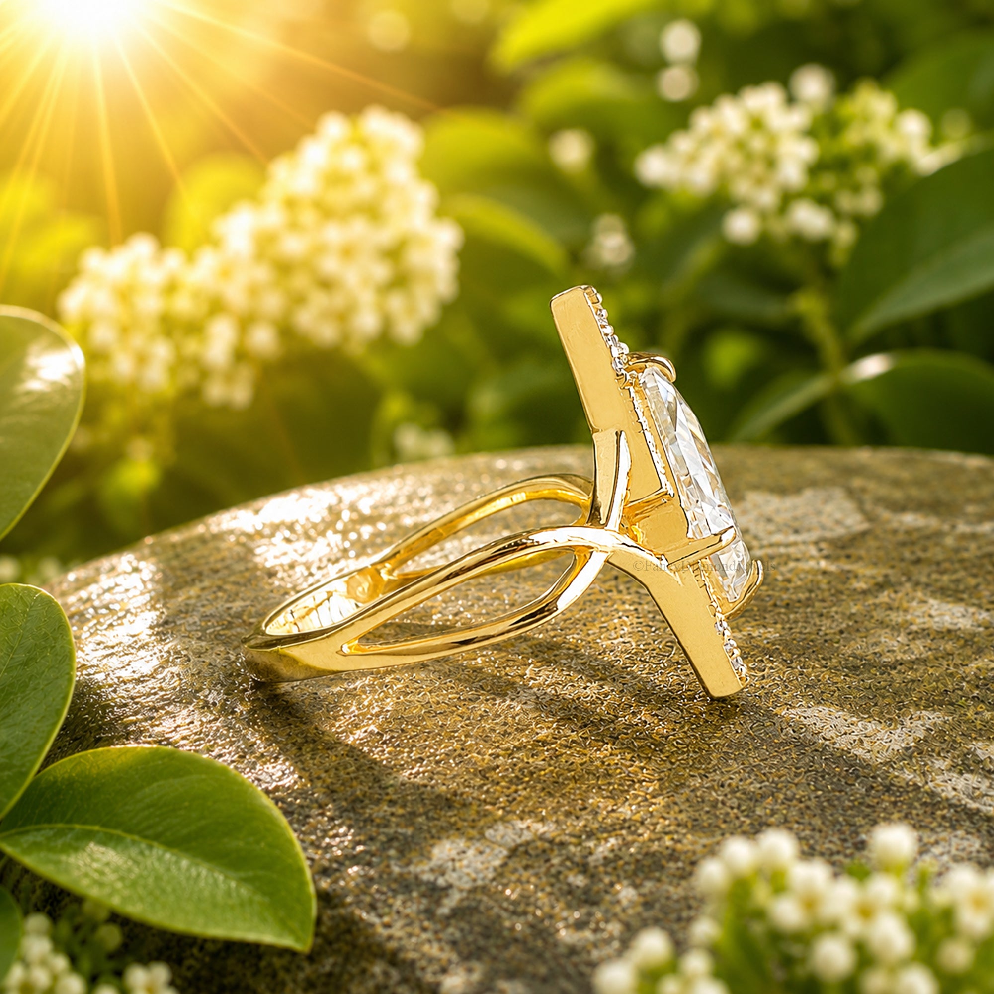 Kite Shape Moissanite Ring, Geometric 14K Gold Engagement Ring, Modern Statement Jewelry, Lab Created Diamond, Unique Bridal Gift FD581