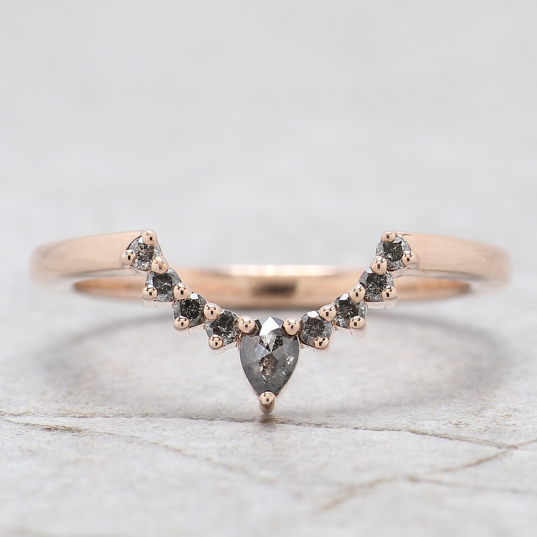 Round Cut Salt And Pepper Diamond Ring 1.06 Ct 6.10 MM Round Diamond Ring 14K Solid Rose Gold Silver Engagement Ring Gift For Her QL2719