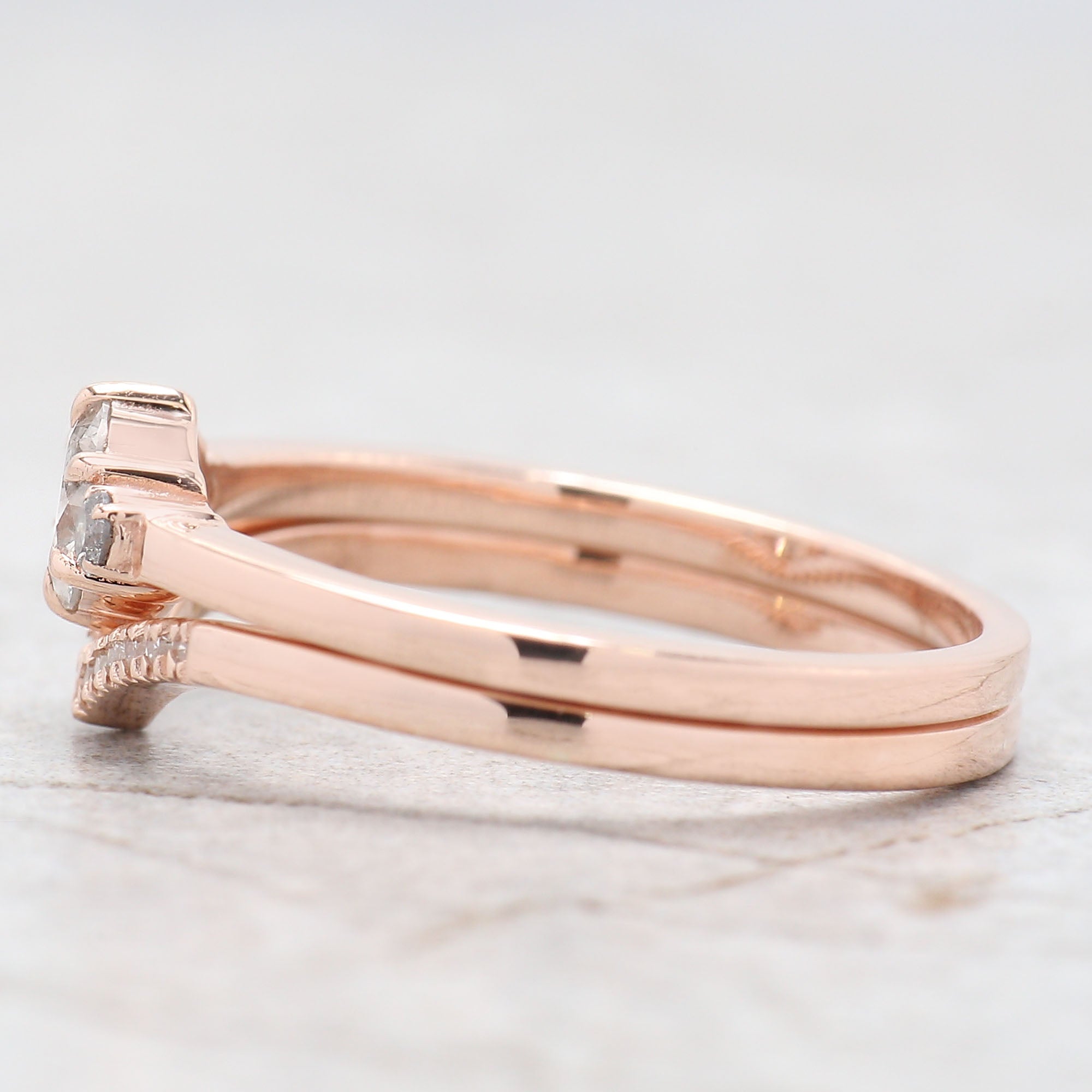 Round Cut Salt And Pepper Diamond Ring 0.32 Ct 4.50 MM Round Diamond Ring 14K Solid Rose Gold Silver Engagement Ring Gift For Her QL7914